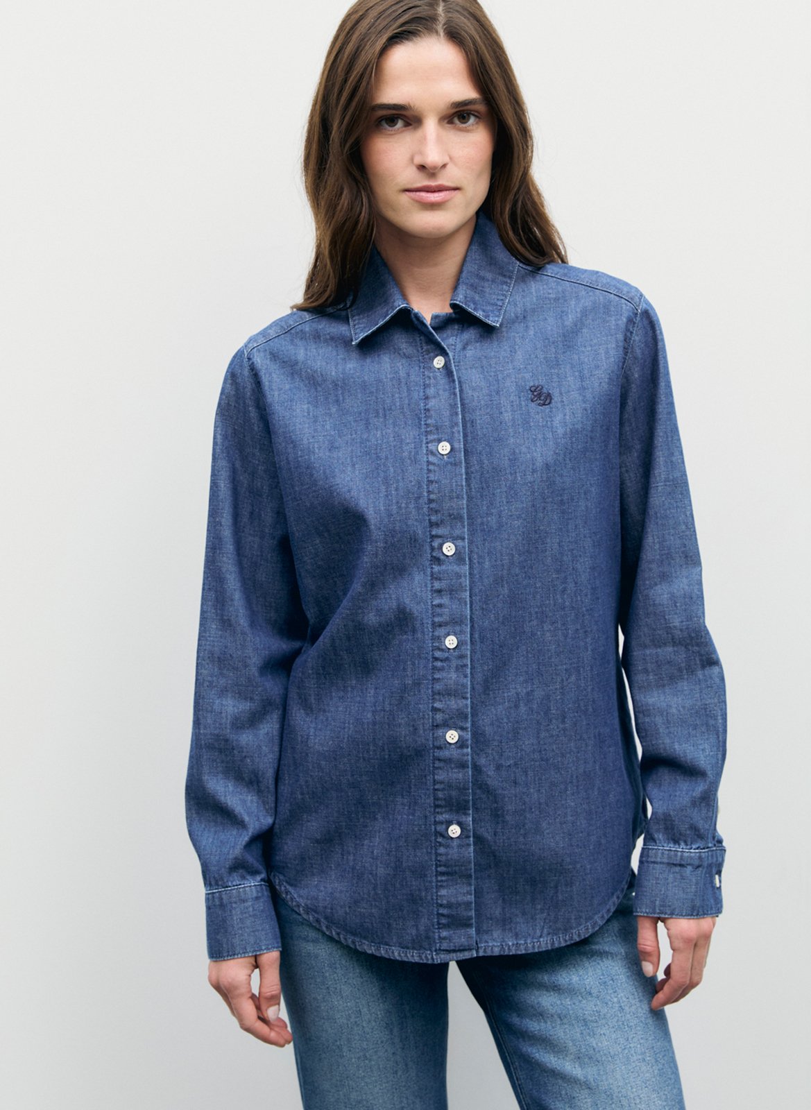 Straight-cut cotton shirt with classic collar GERARD DAREL Blue