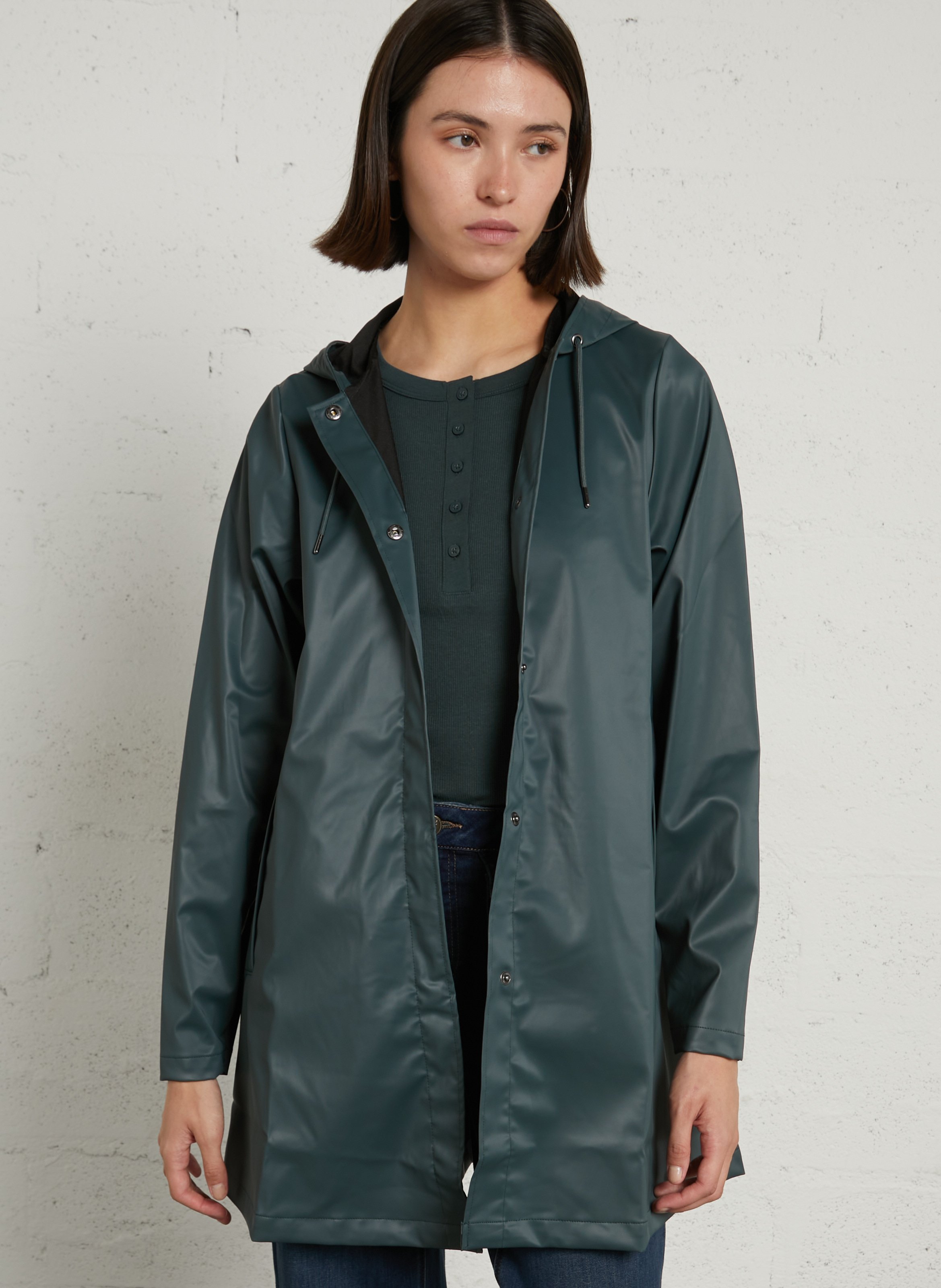 Imperméable droite à capuche RAINS Vert