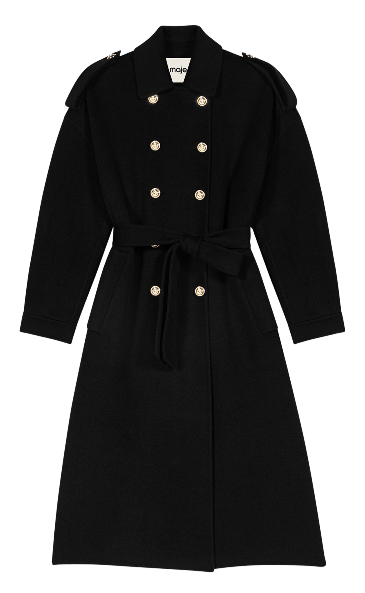 Manteau col classique en laine mélangée MAJE Noir