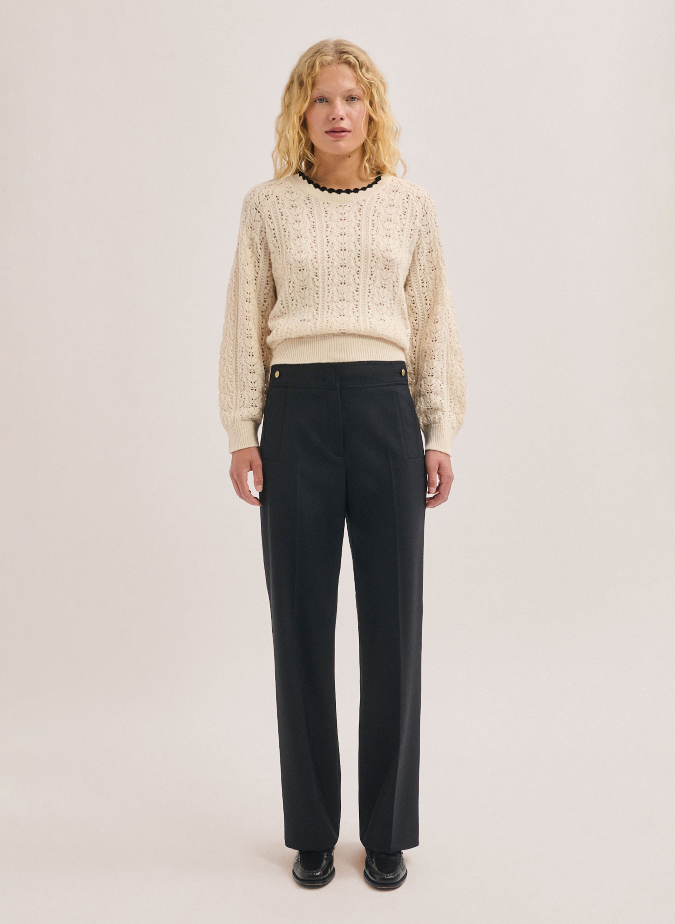 Wijde broek met hoge taille PABLO Zwart