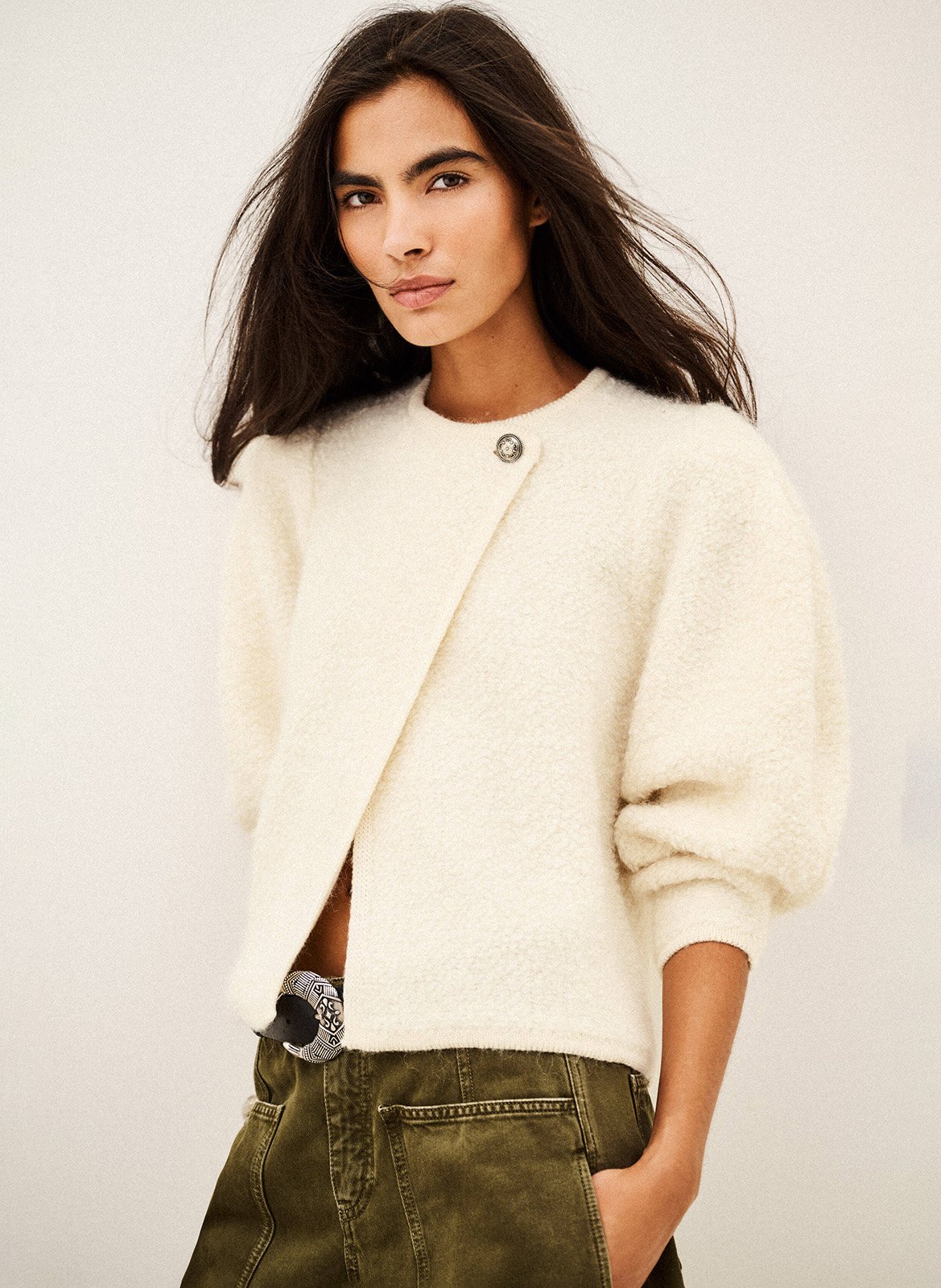 Recht vest met ronde hals | wolblend BA&SH Beige