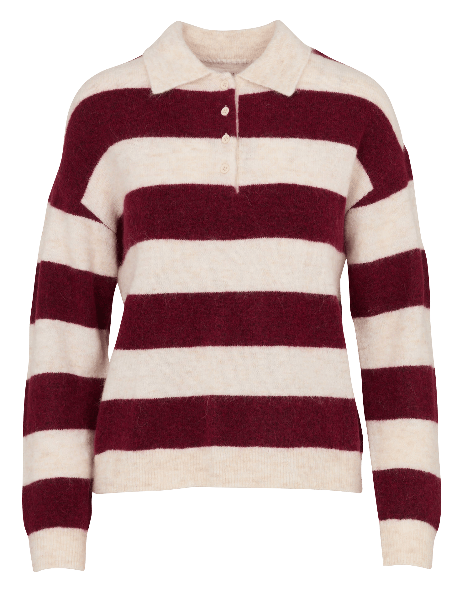 Pull droit col classique rayé en laine mélangée SUD EXPRESS Beige