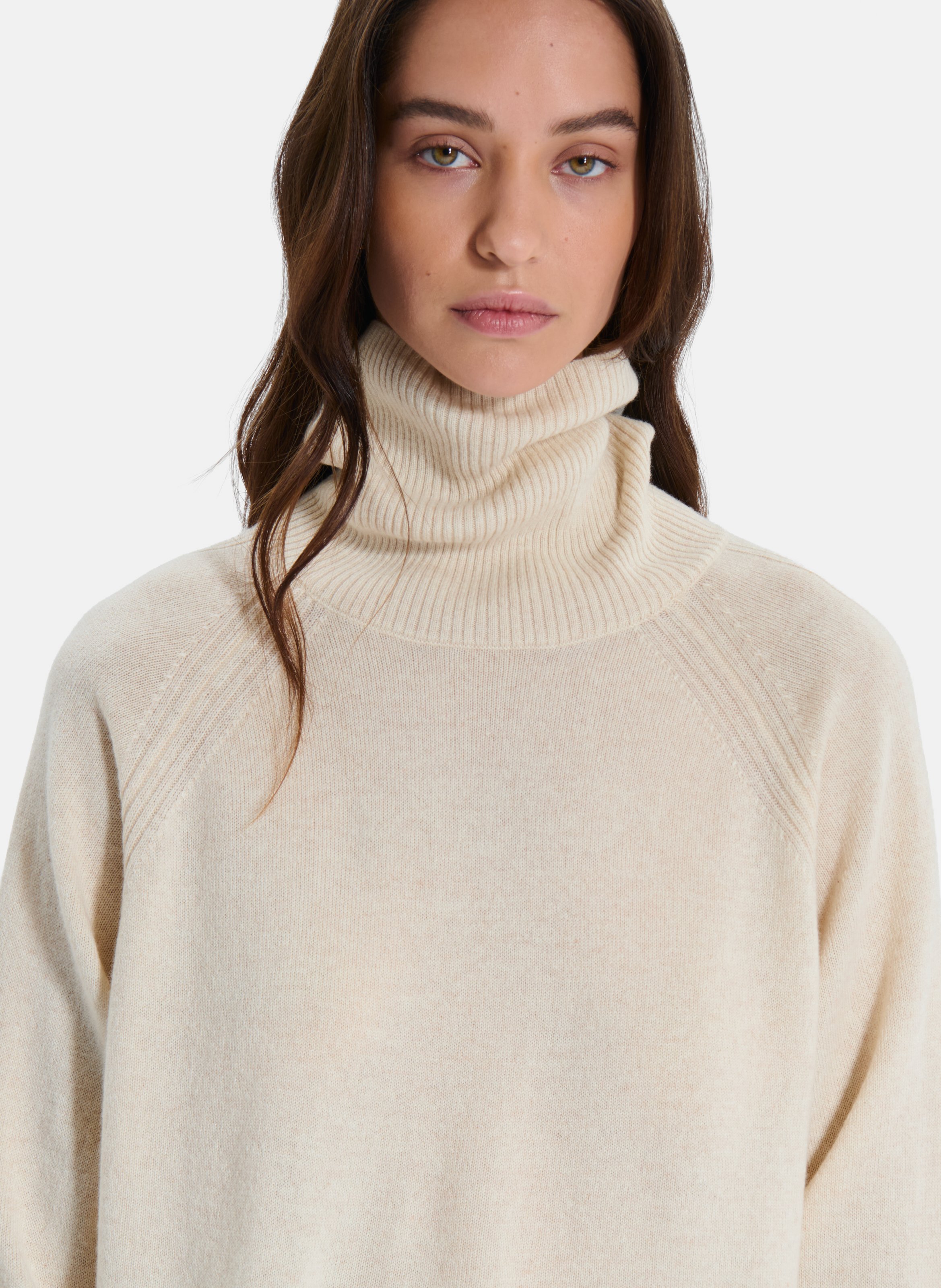 Col roulé droit en cachemire ZAPA Beige