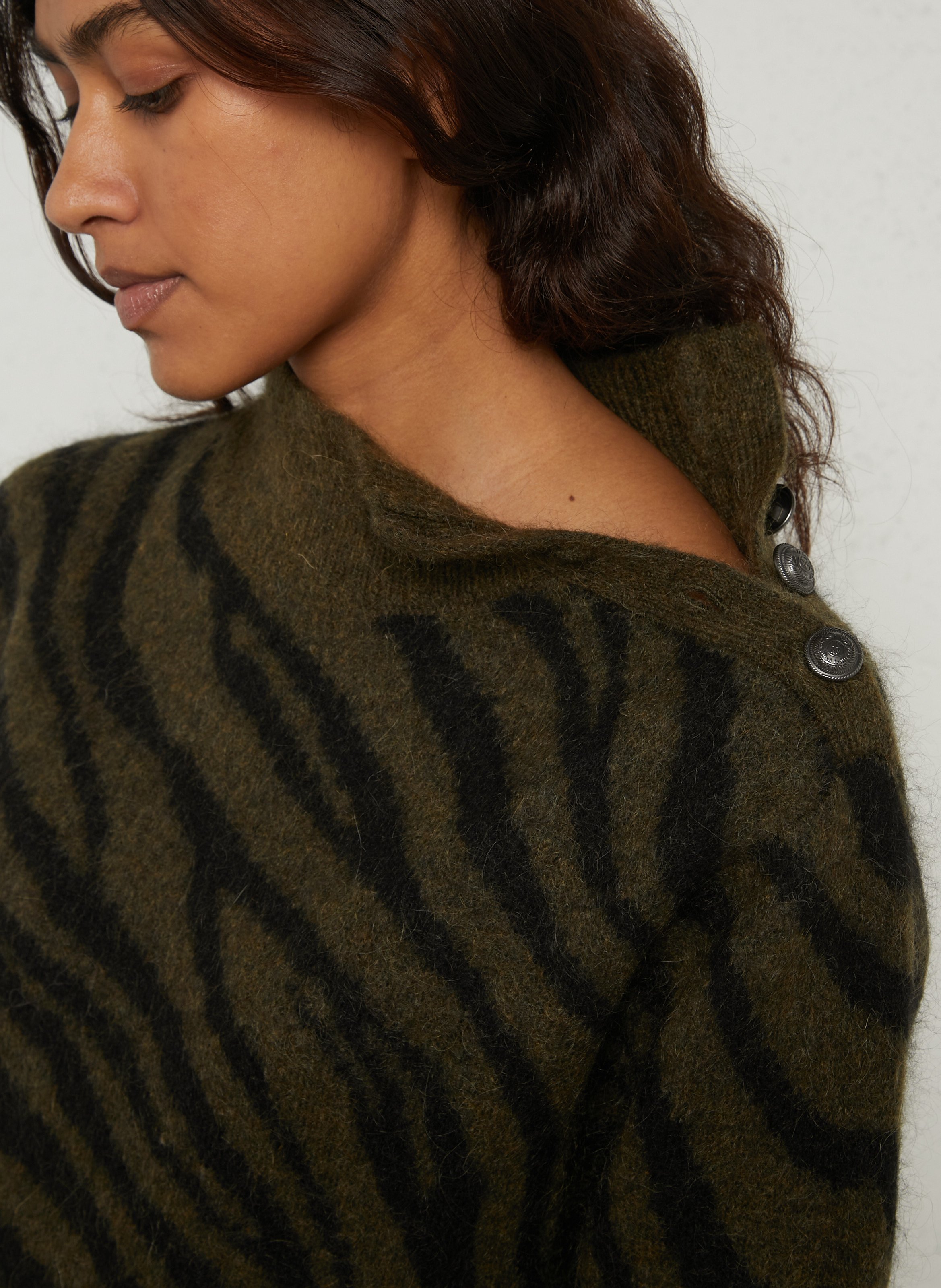Pulloverkleid mit Stehkragen aus Wollmischung IKKS Khaki