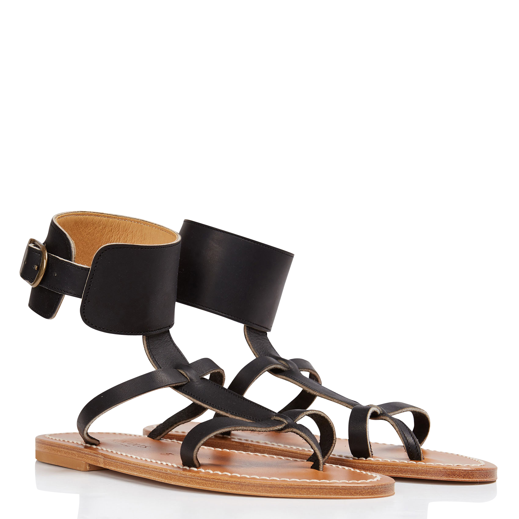 Leather high sandals K JACQUES Black