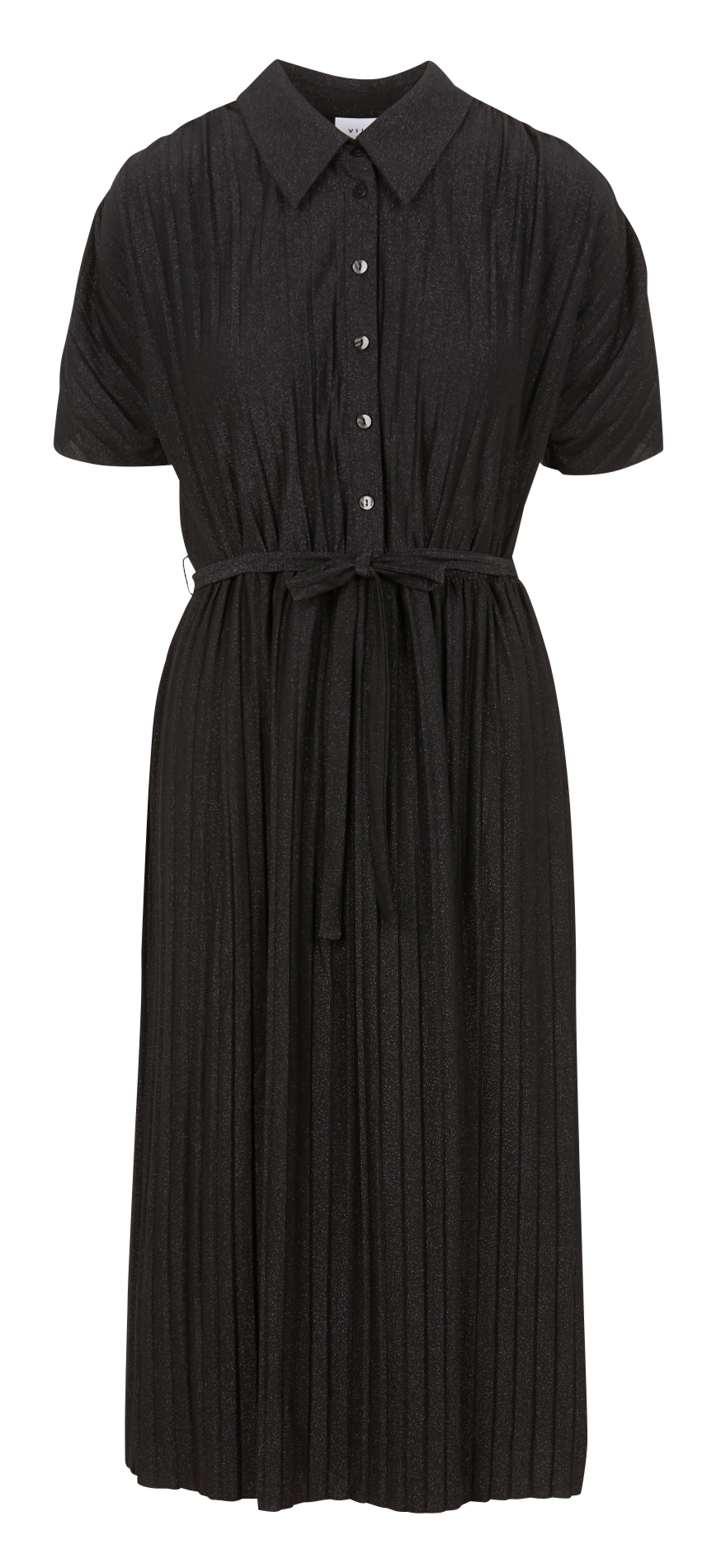 Robe midi col classique plissé à paillette  VILA Noir