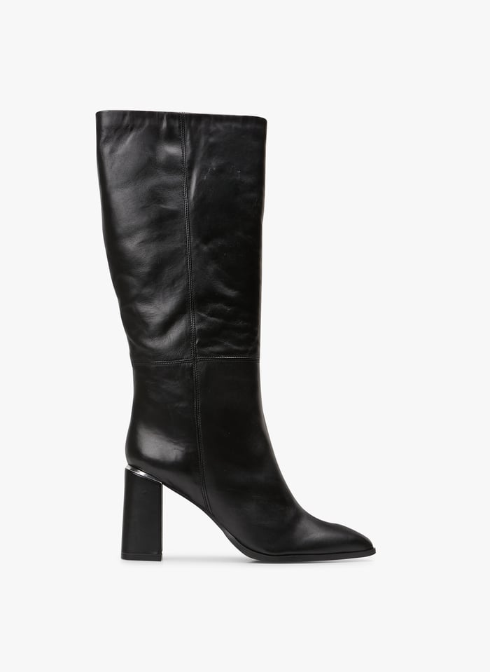 Bottes En Cuir Noir Ikks Femme Place des Tendances