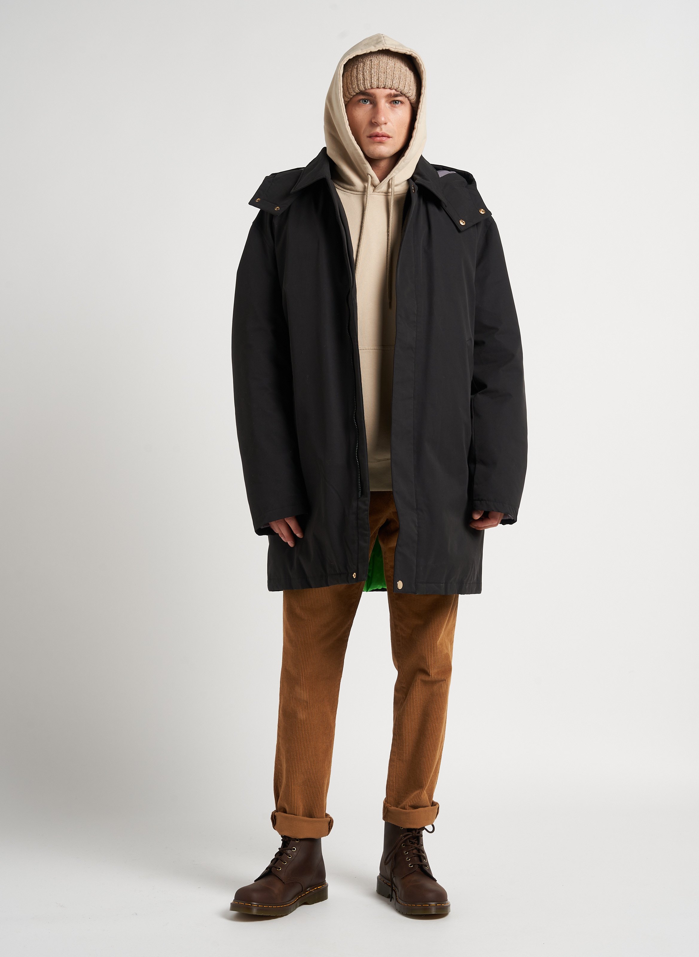 Hooded cotton-blend jacket with classic collar Black Edwin - Men I032496 |  Place des Tendances