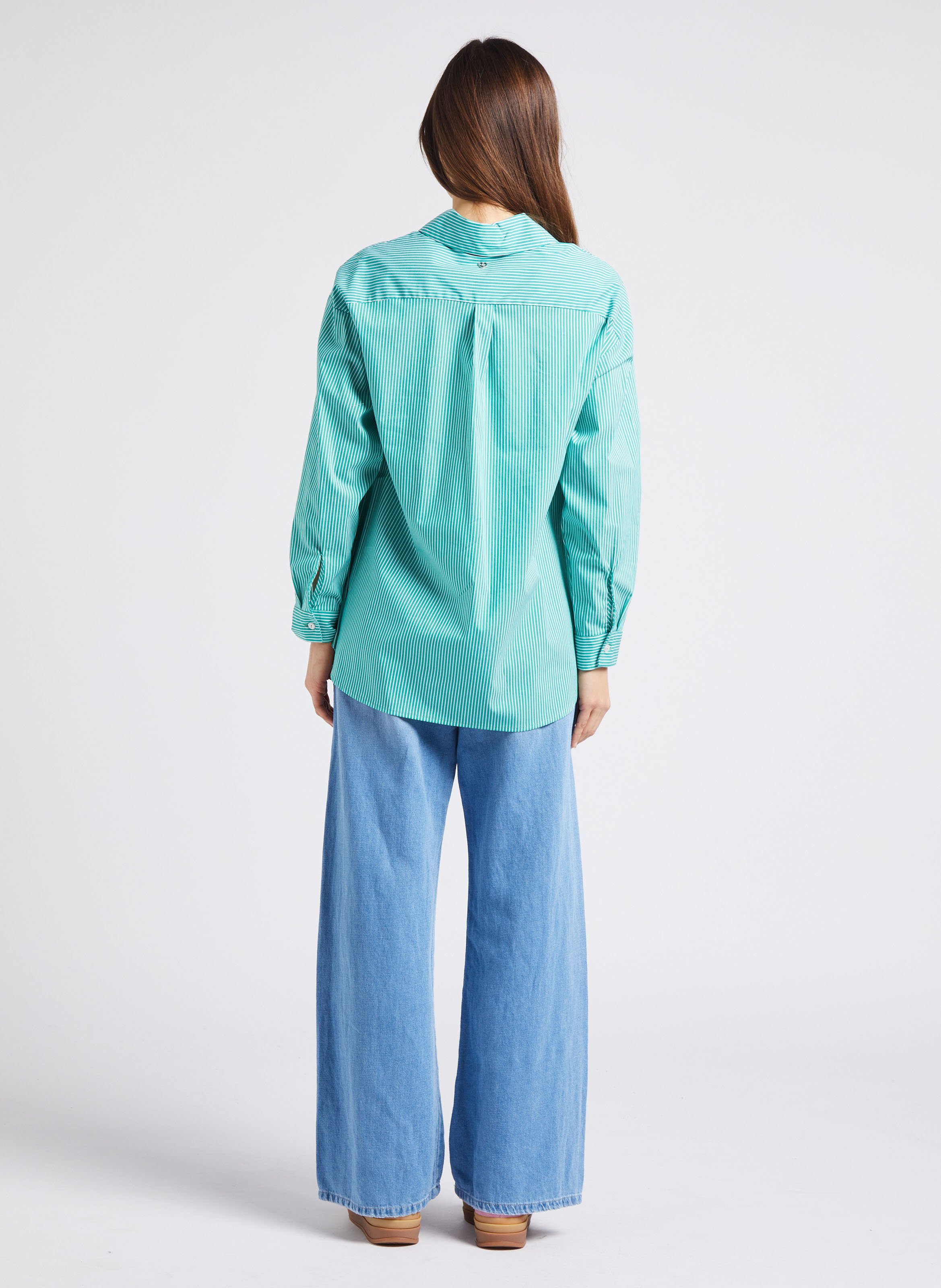 Blouse met klassieke kraag | katoenblend PLEASE Groen