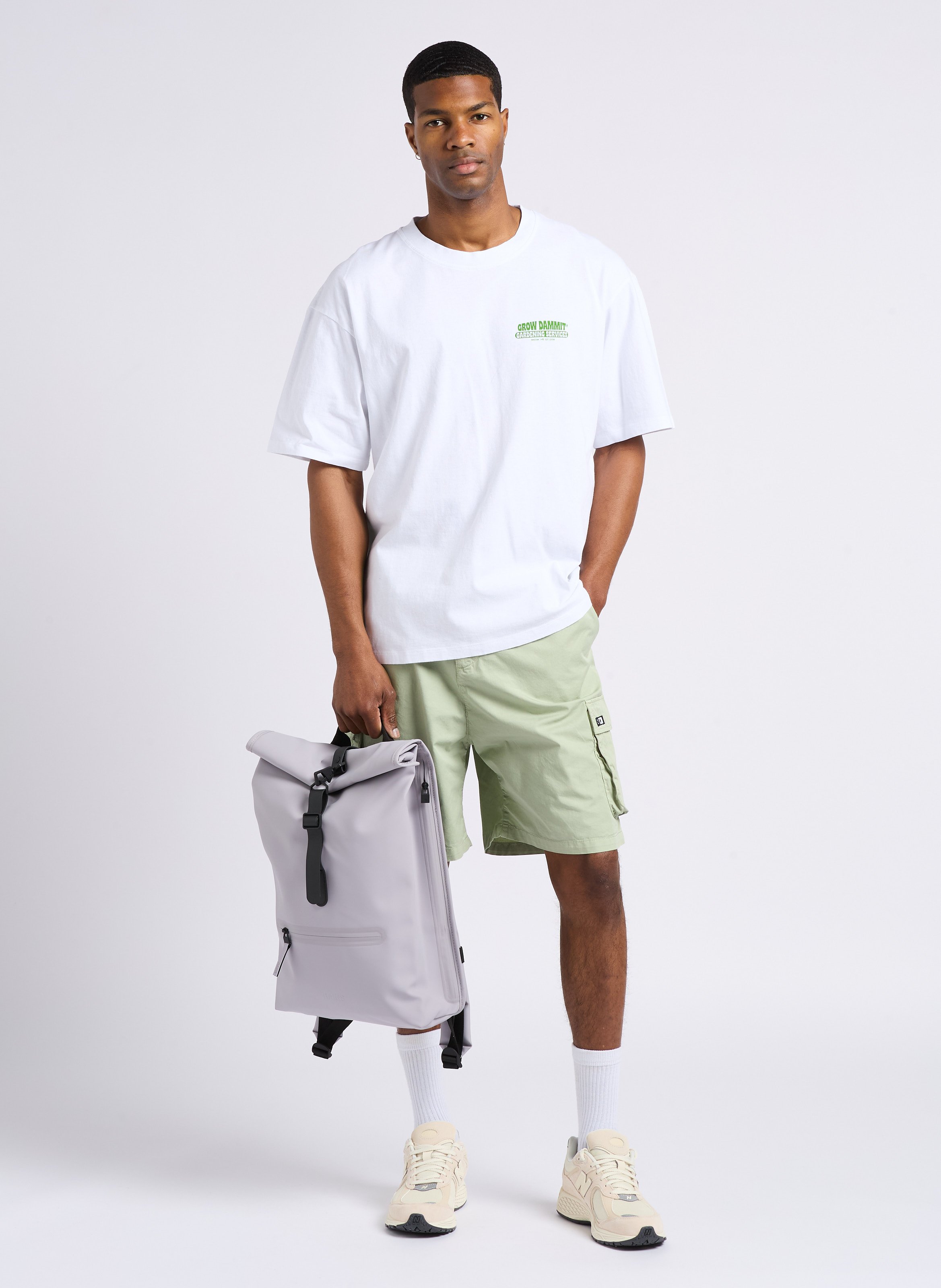 Short cotton twill cargo Beige