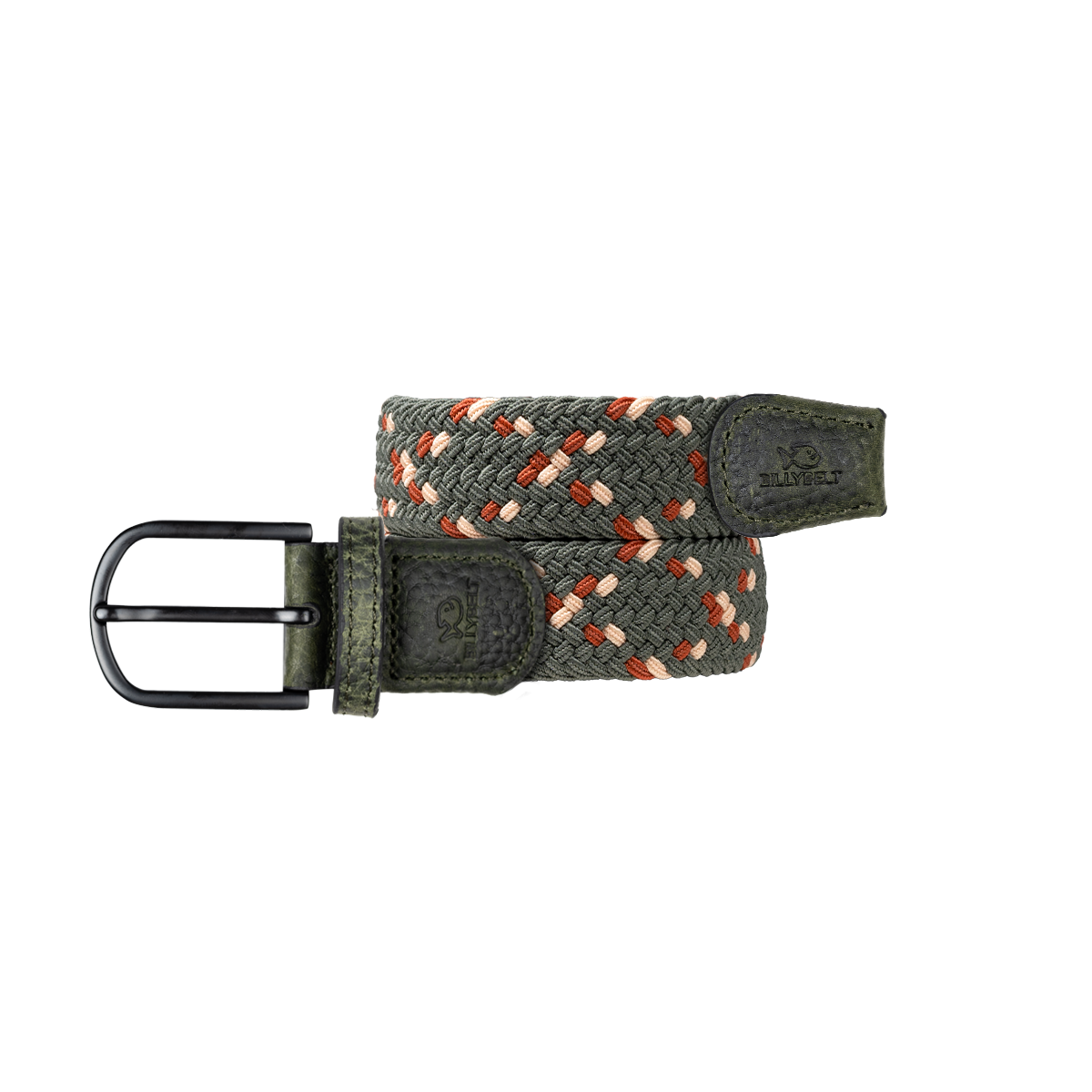 Multicolored braided elastic belt BILLYBELT Green