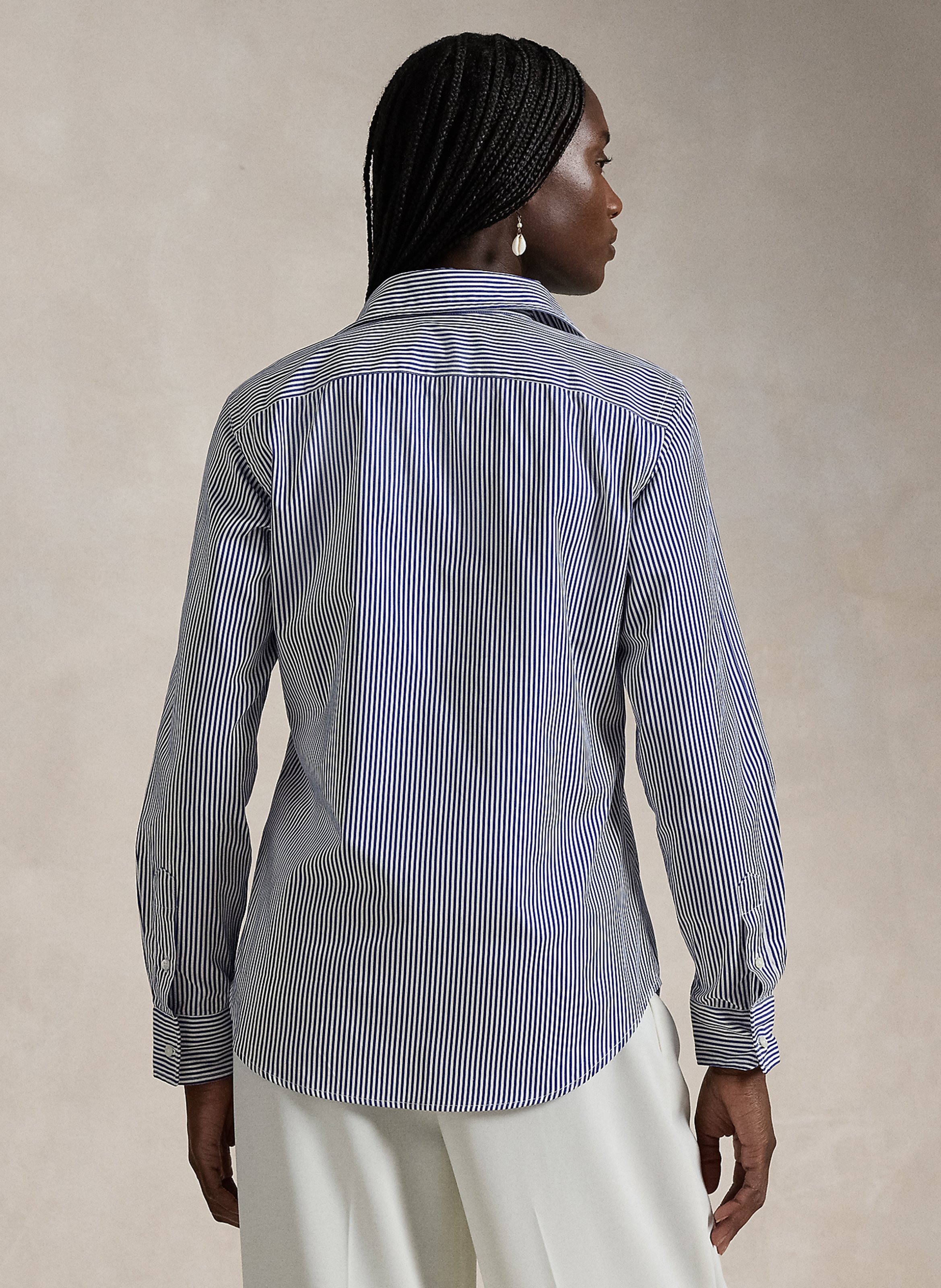 Chemise col classique rayée en coton POLO RALPH LAUREN Bleu