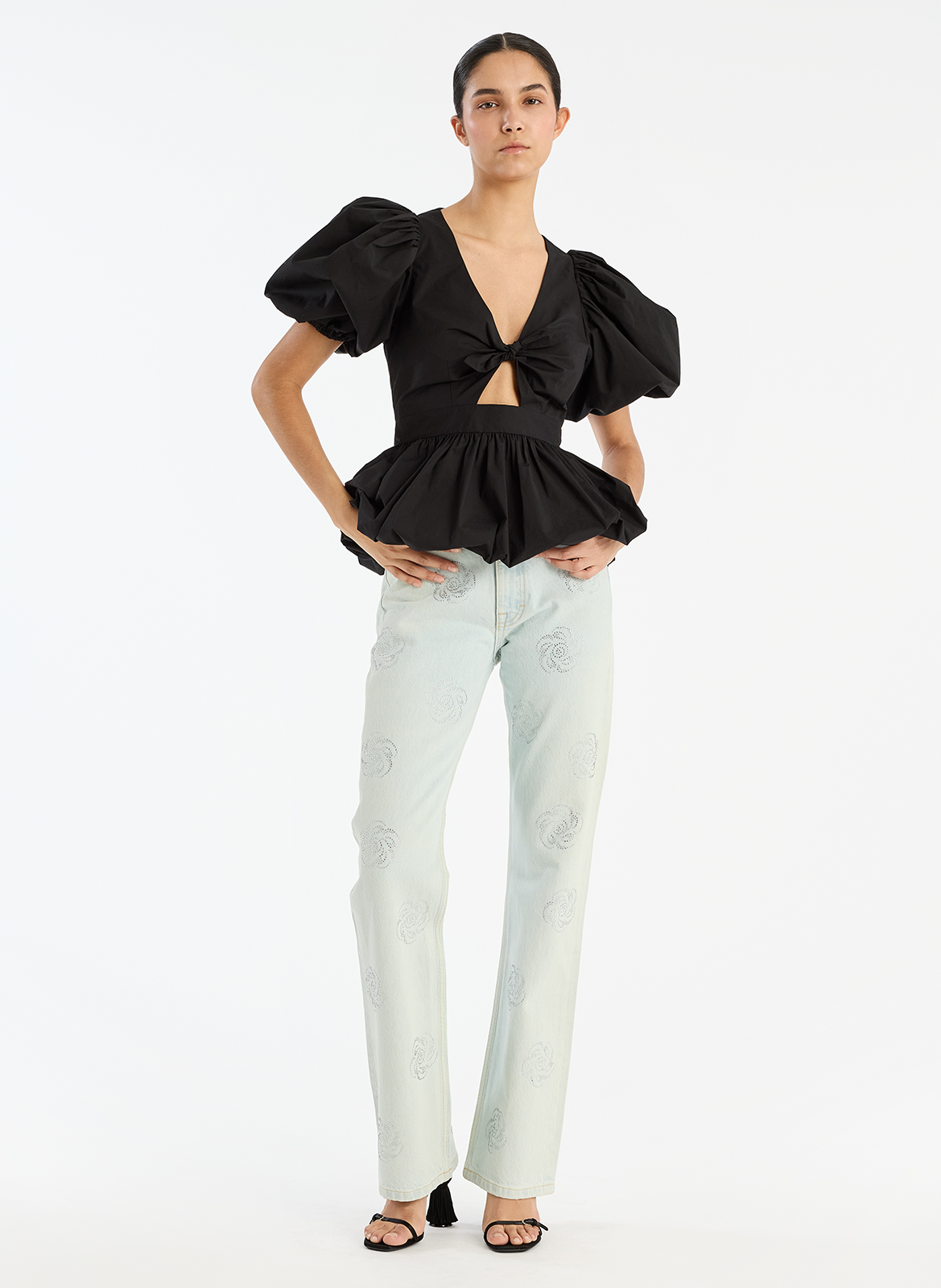 Jean droit en coton ROTATE Bleu