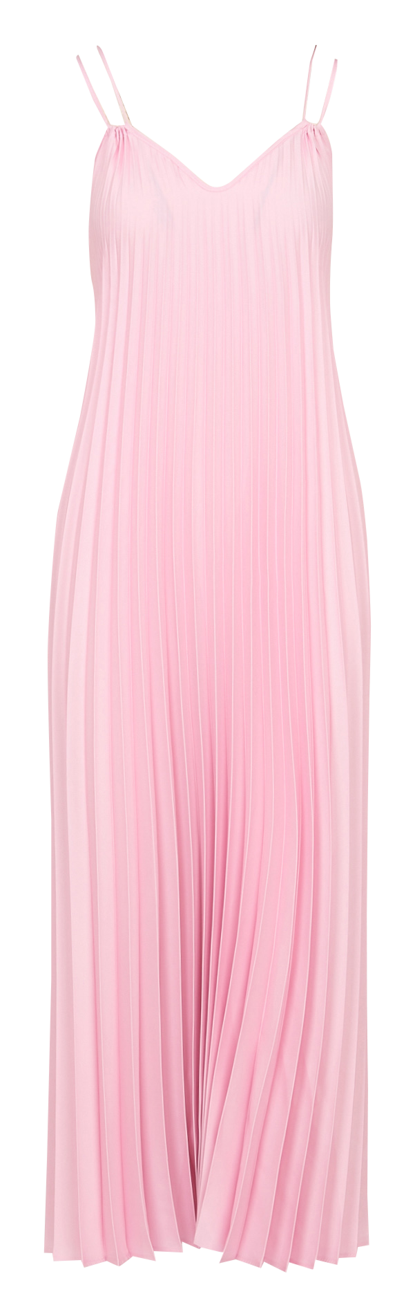 Satin Pleated V-Neck Midi Dress IMPERIAL Pink