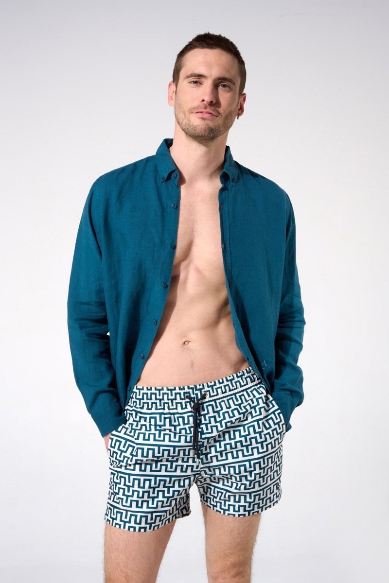 Printed swim shorts with elasticated waistband APNEE Blue