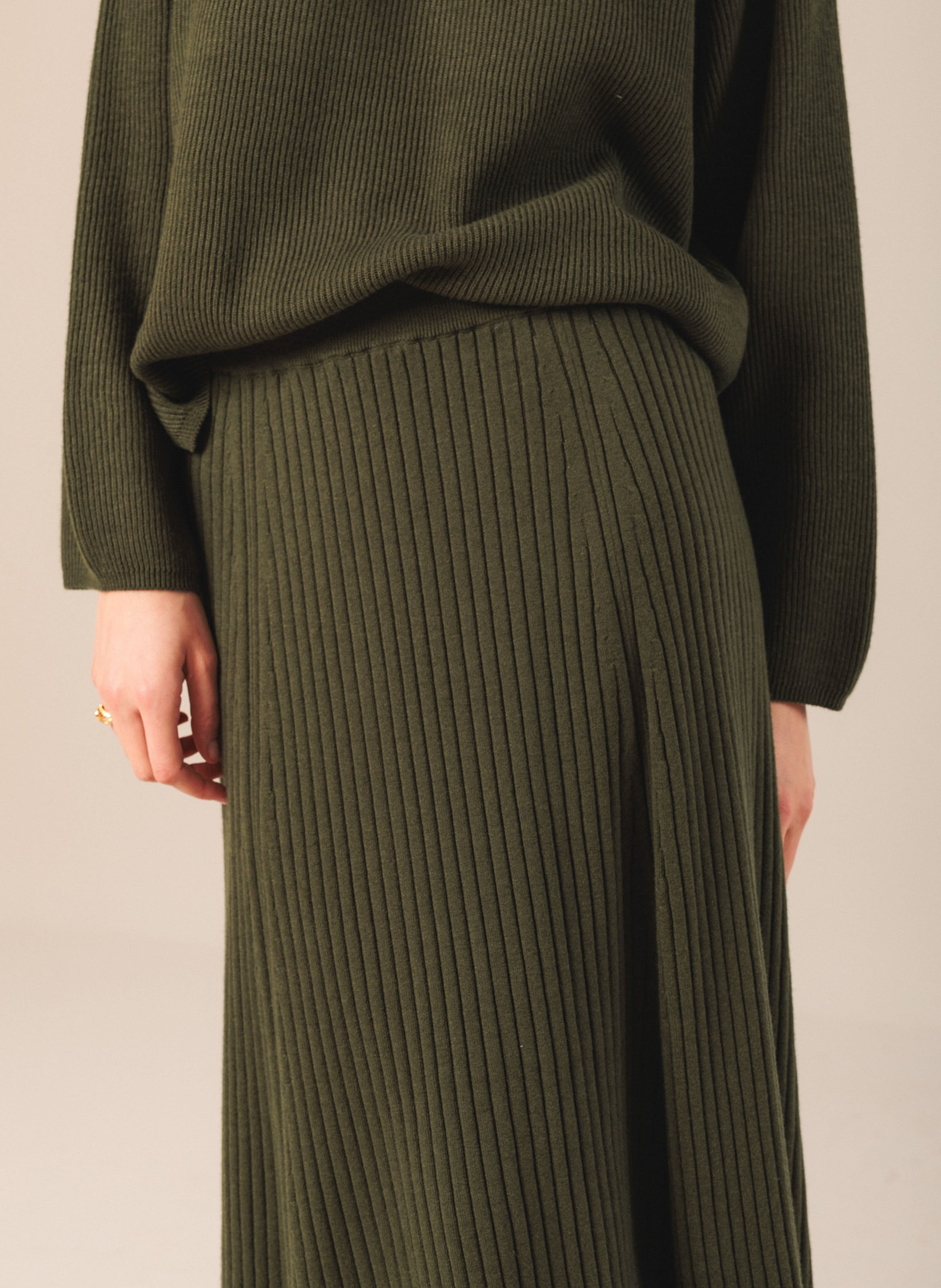 Long wool-blend skirt INDI & COLD Khaki