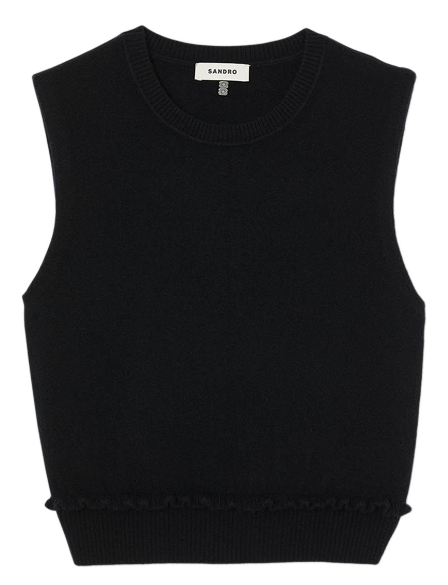 Pull court sans manches en laine et cachemire  SANDRO Noir