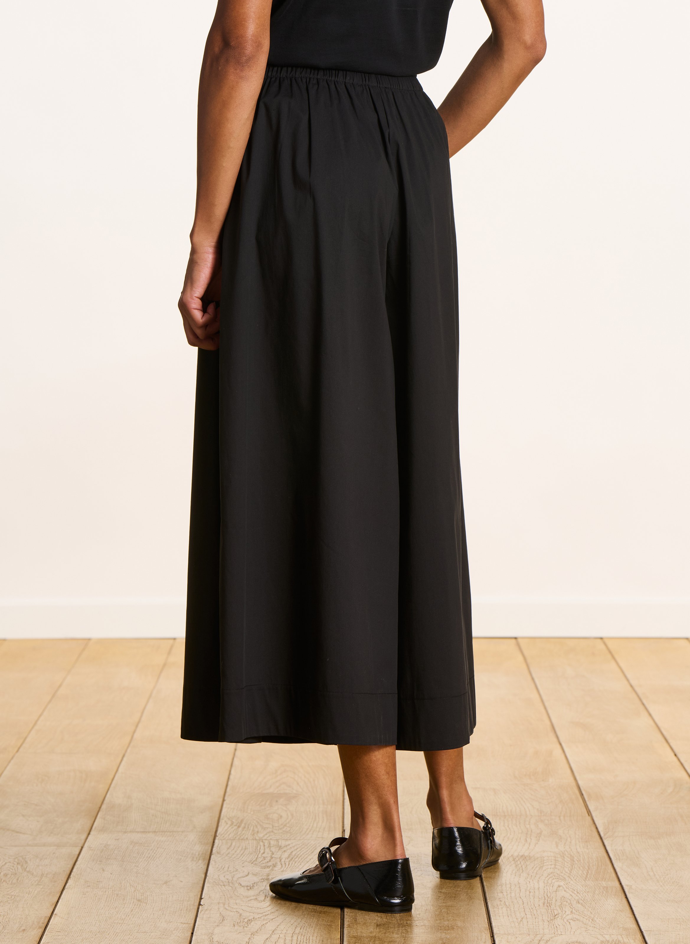 Wide-leg cotton blend pants LA FEE MARABOUTEE Black