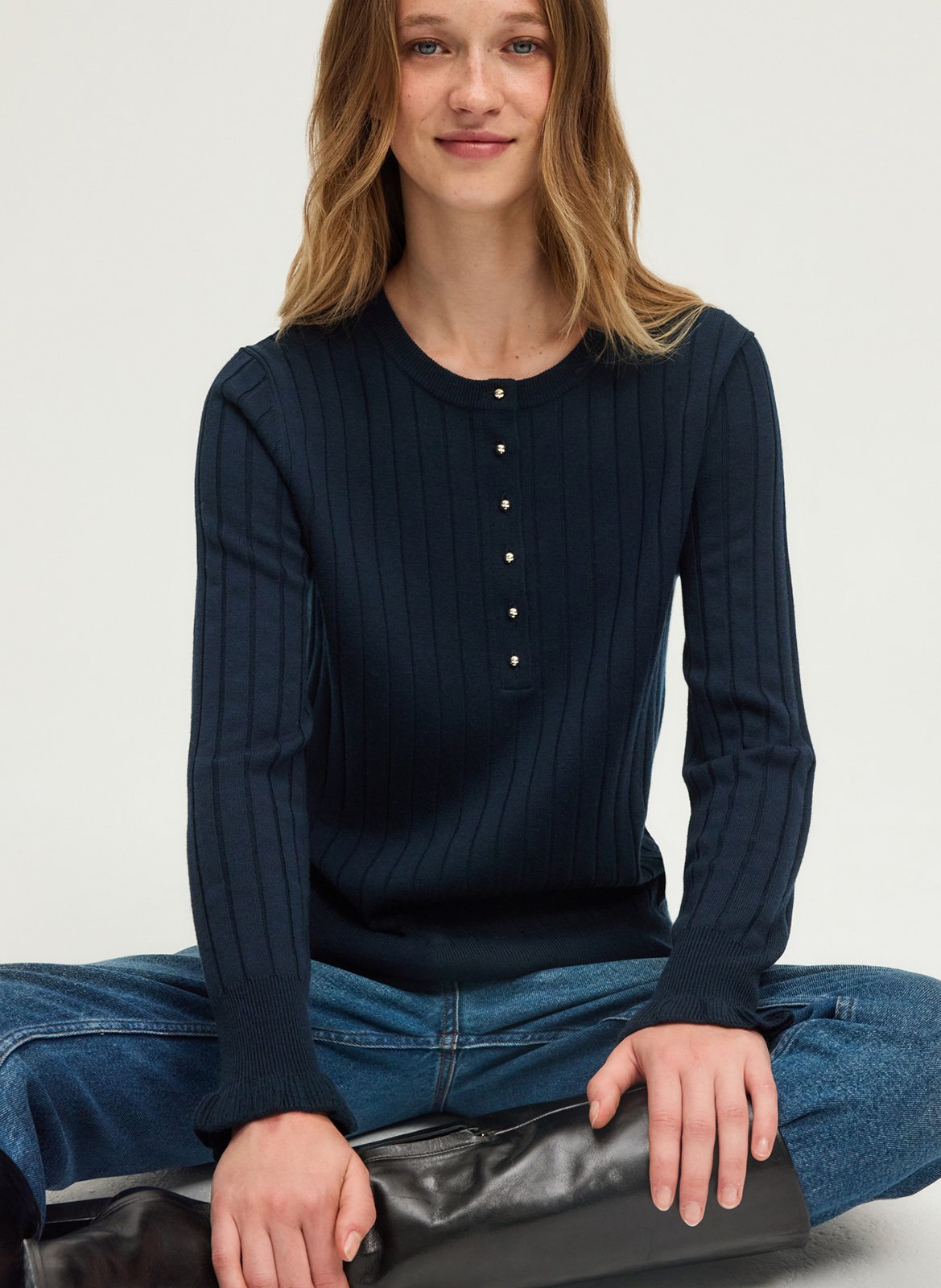 Pull droit col rond en laine mélangée PABLO