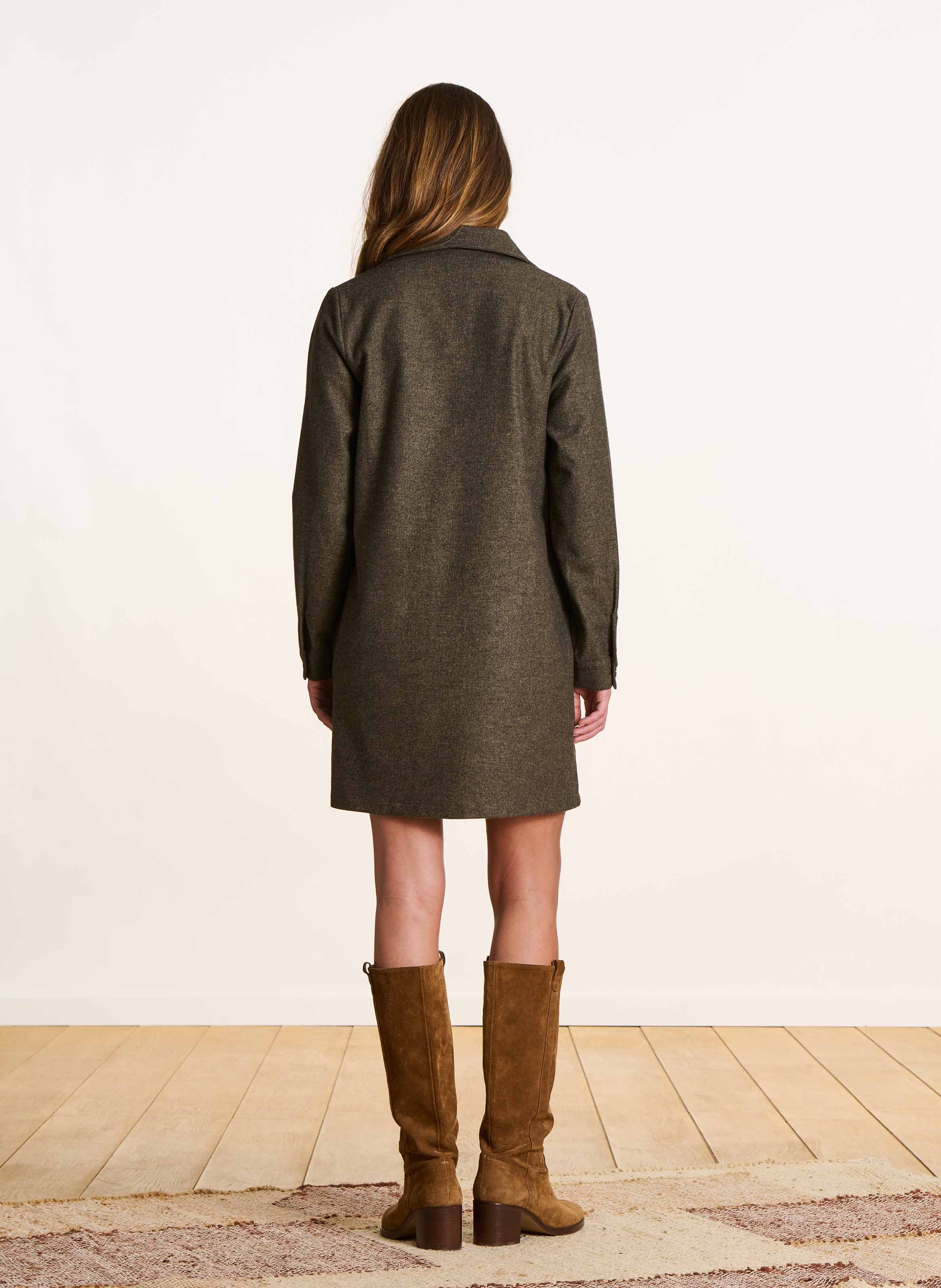 Short dress in blended recycled cotton LA FEE MARABOUTEE Brown