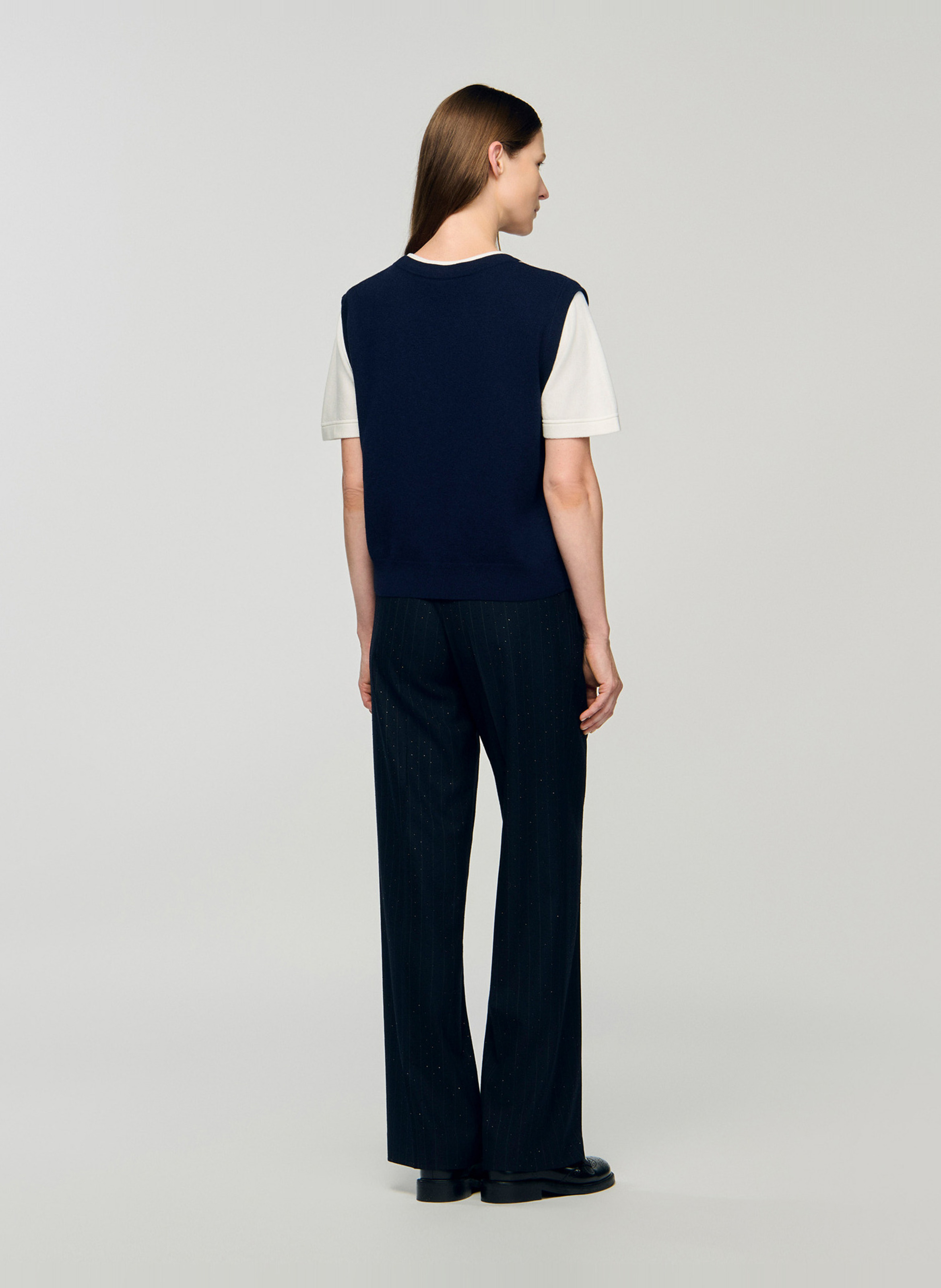 2-in-1 diamond pattern wool and cashmere sweater SANDRO Blue