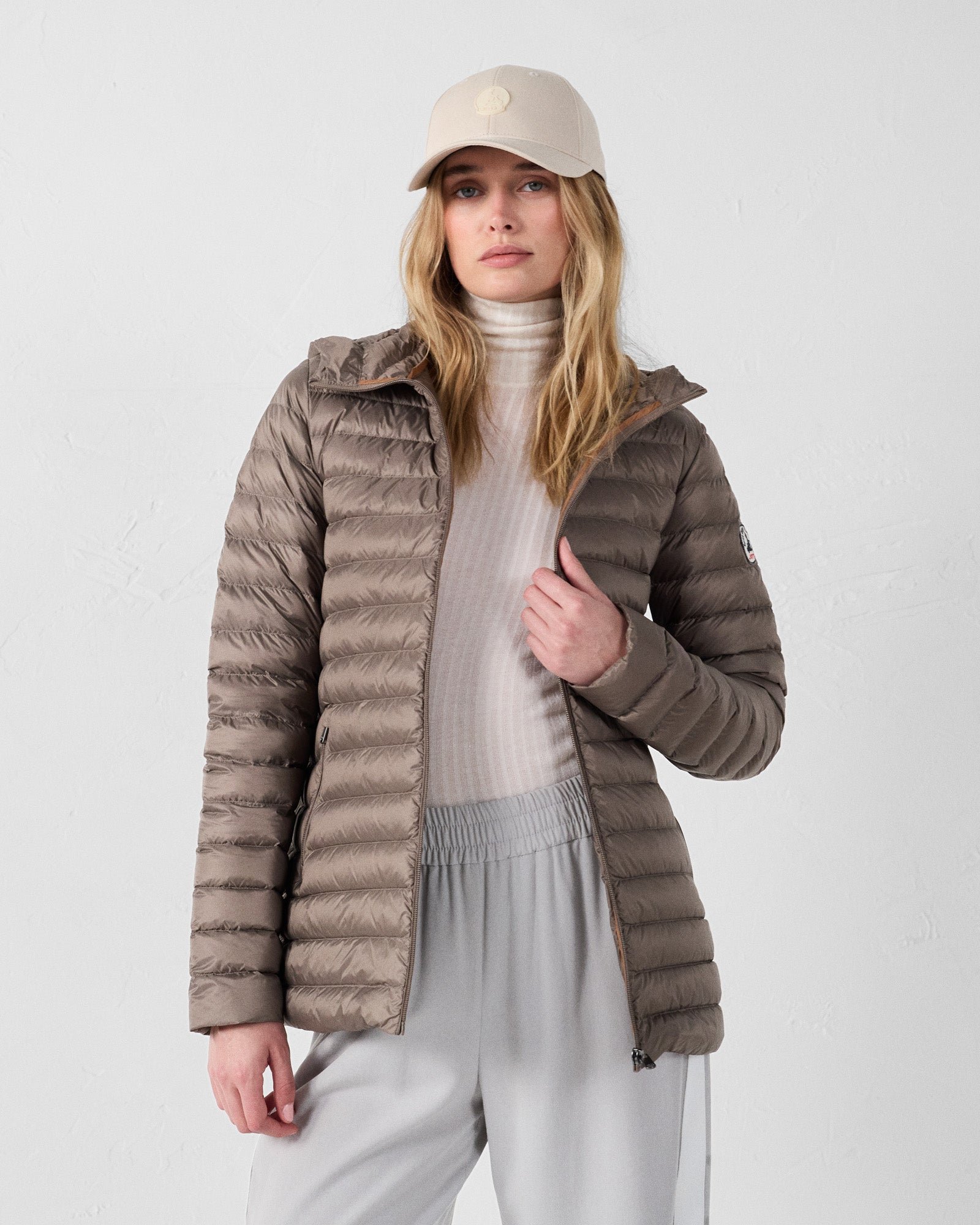 Mid-length puffer jacket Claudie JOTT Beige