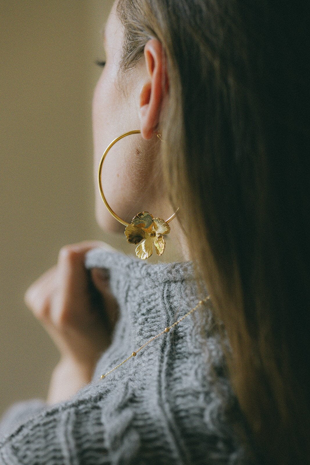 AGLAÉ - Silver-plated flower hoop earrings MONSIEUR SIMONE Silver