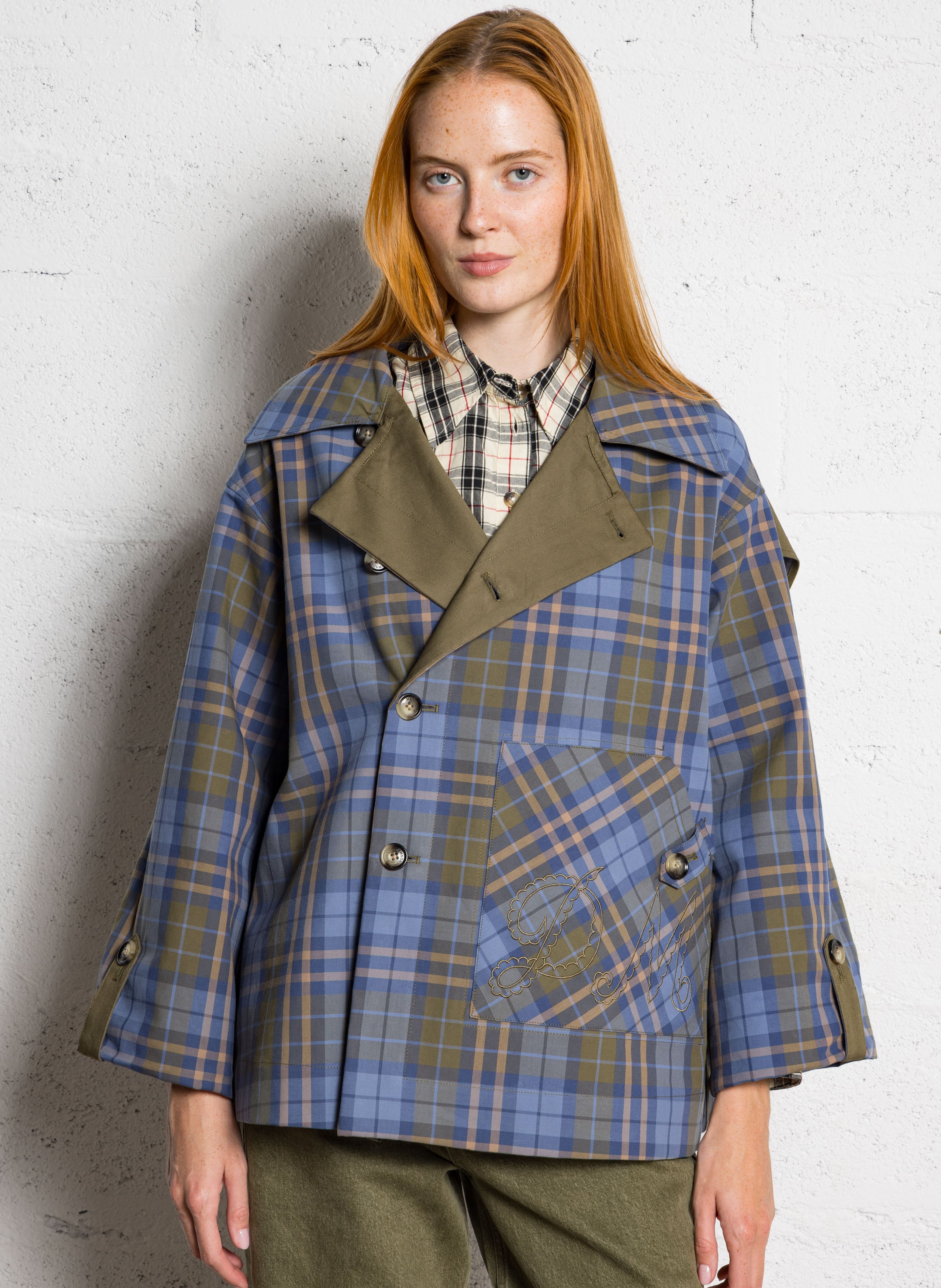 Short organic cotton trench coat DAMSON MADDER Green