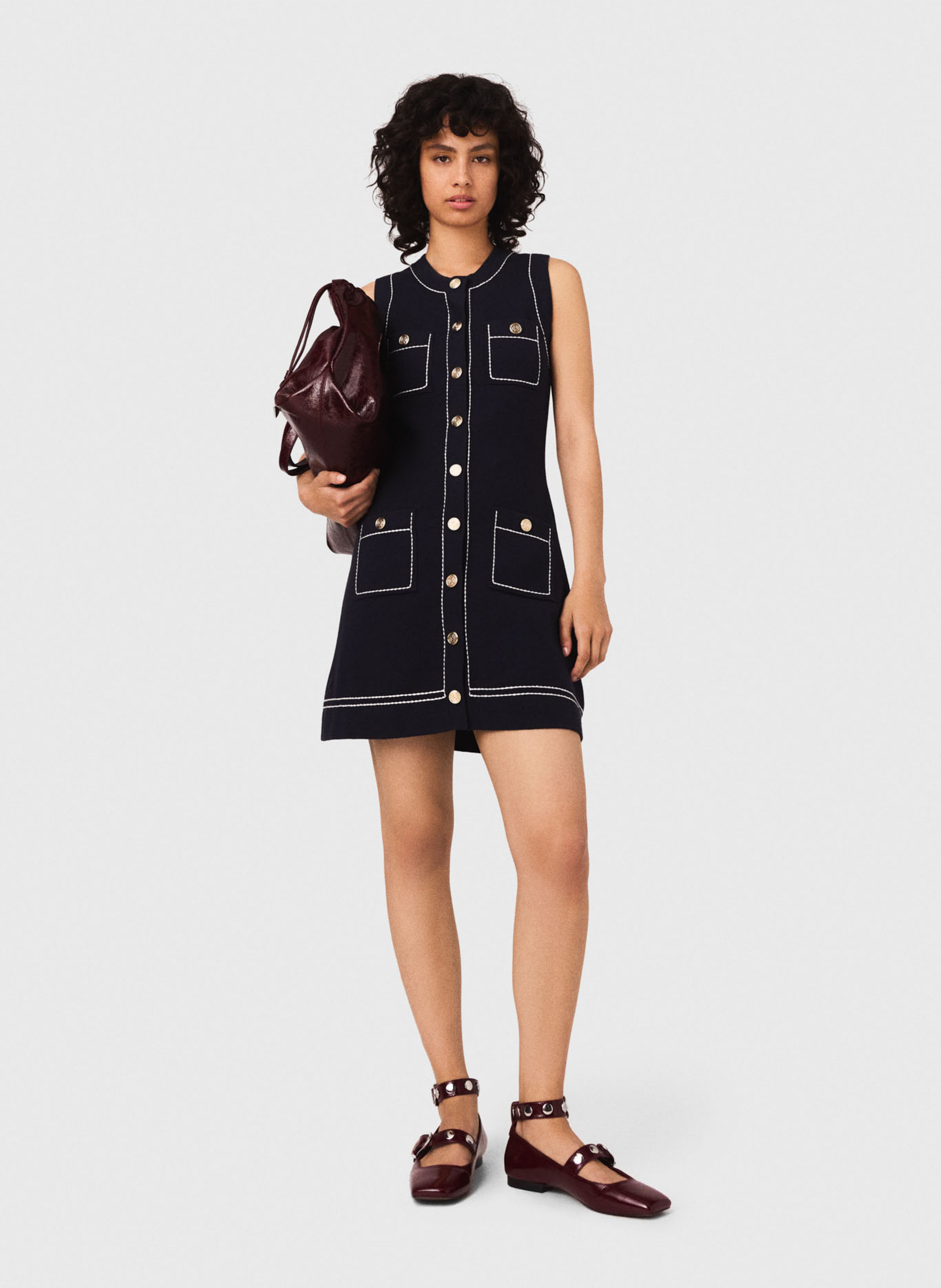 Robe courte en maille MAJE Bleu