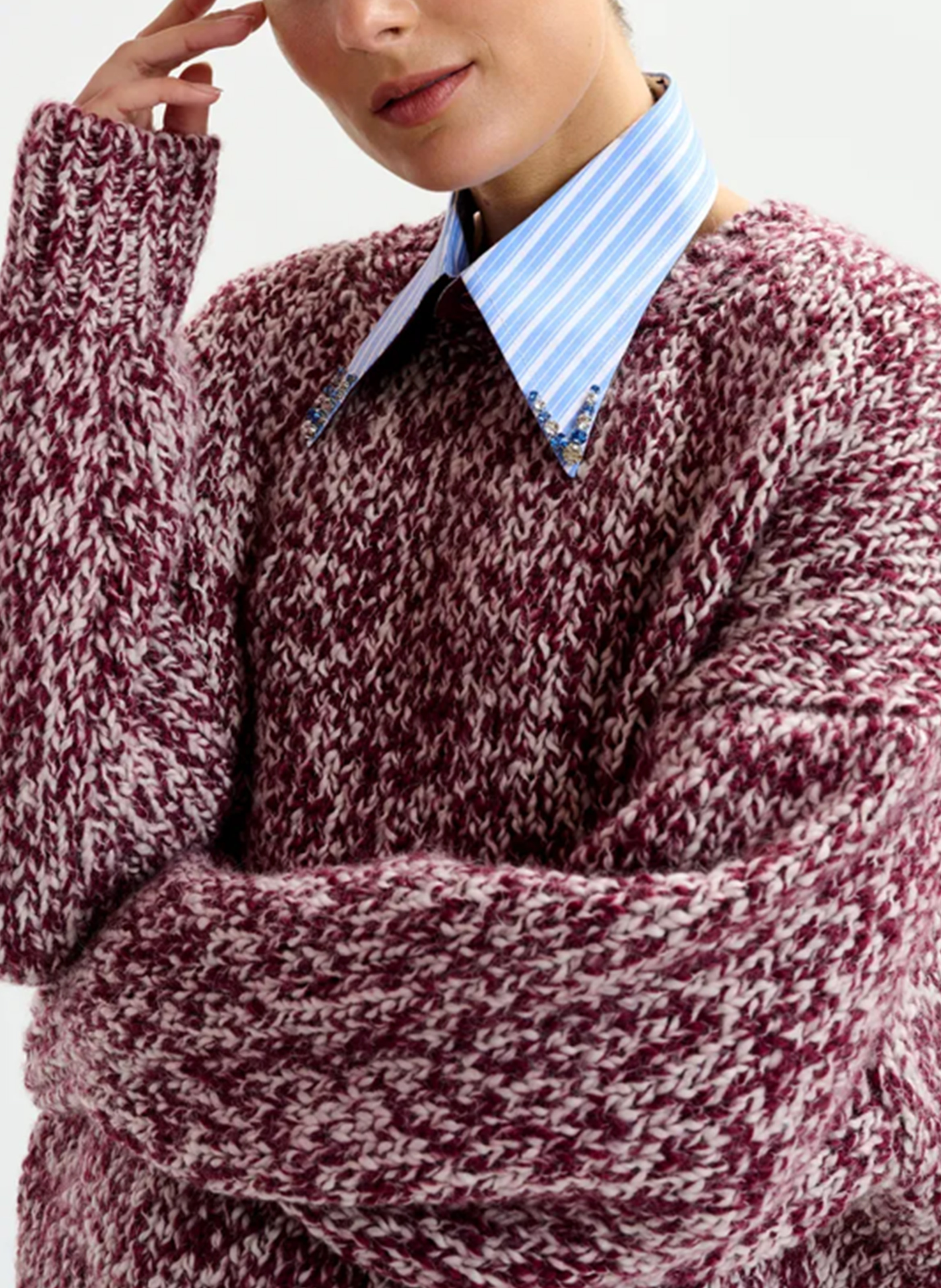 Col amovible rayé en coton ESSENTIEL ANTWERP Bleu