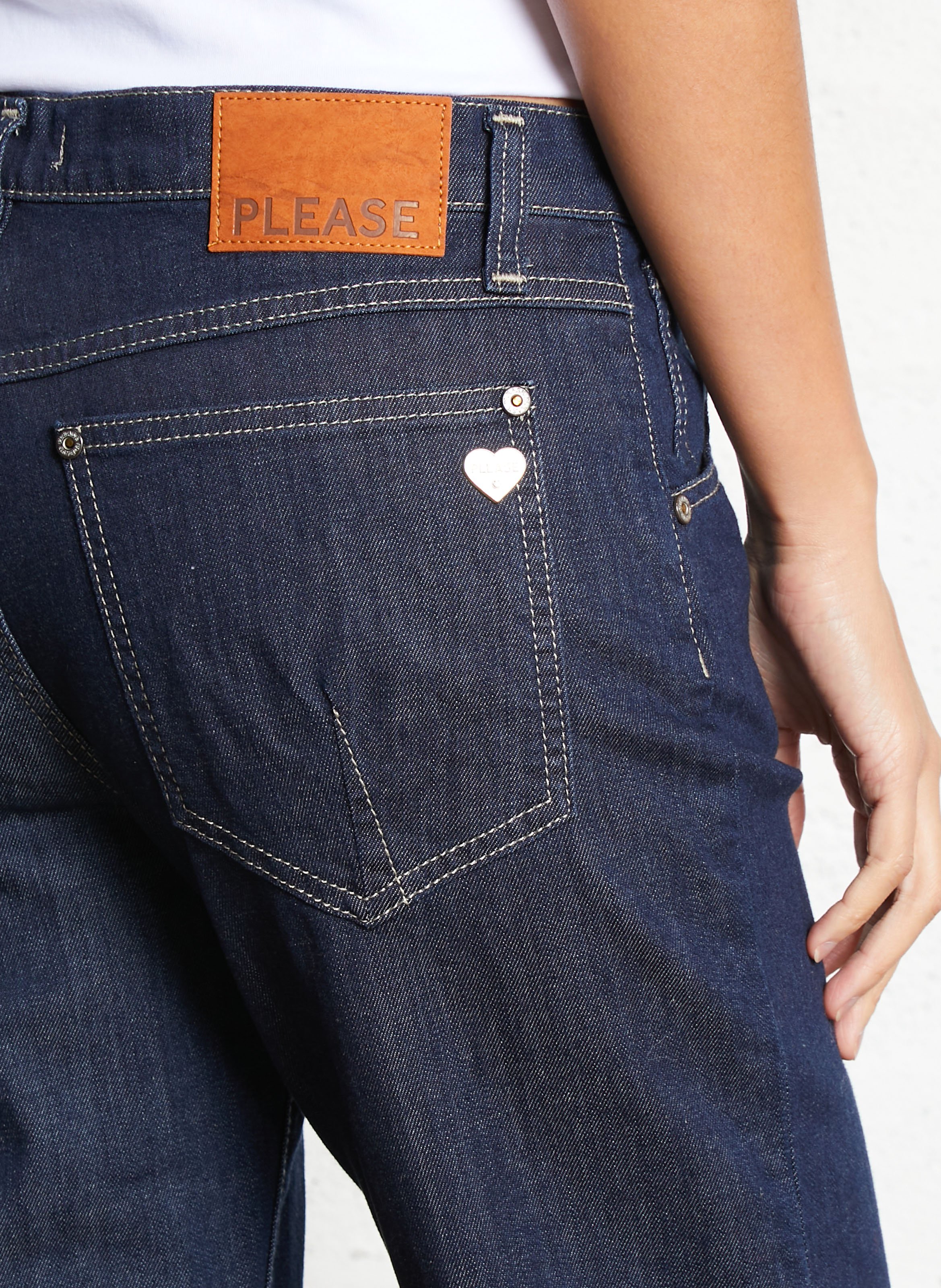 Jean droit en coton mélangé PLEASE Bleu