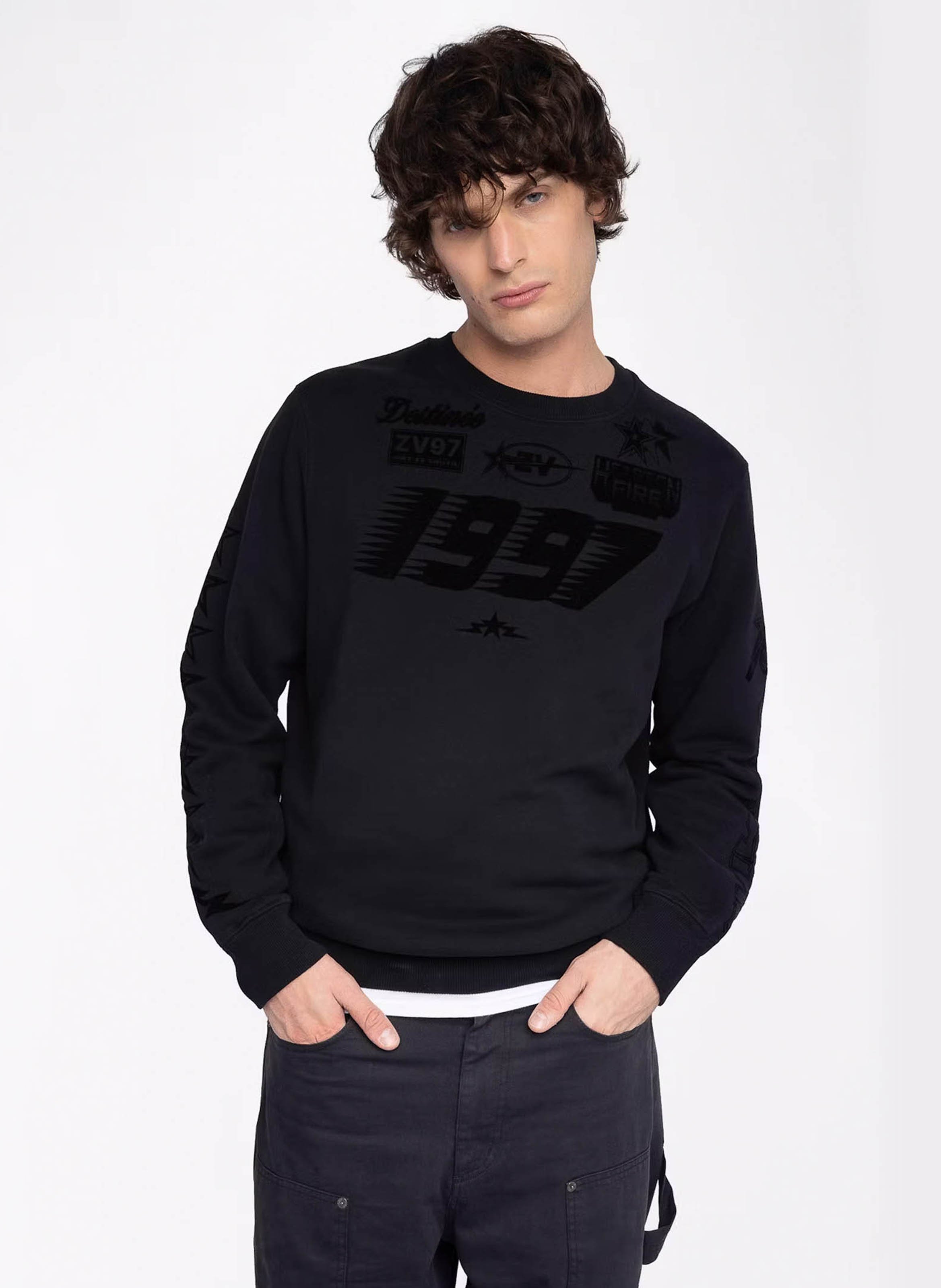 Straight-cut cotton-blend sweater with round neck ZADIG&VOLTAIRE Black