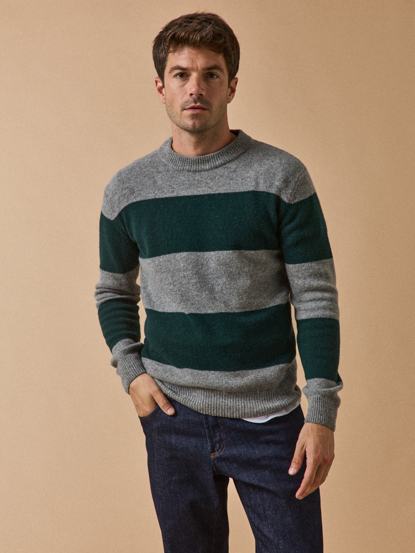 Striped wool blend sweater CYRILLUS Grey