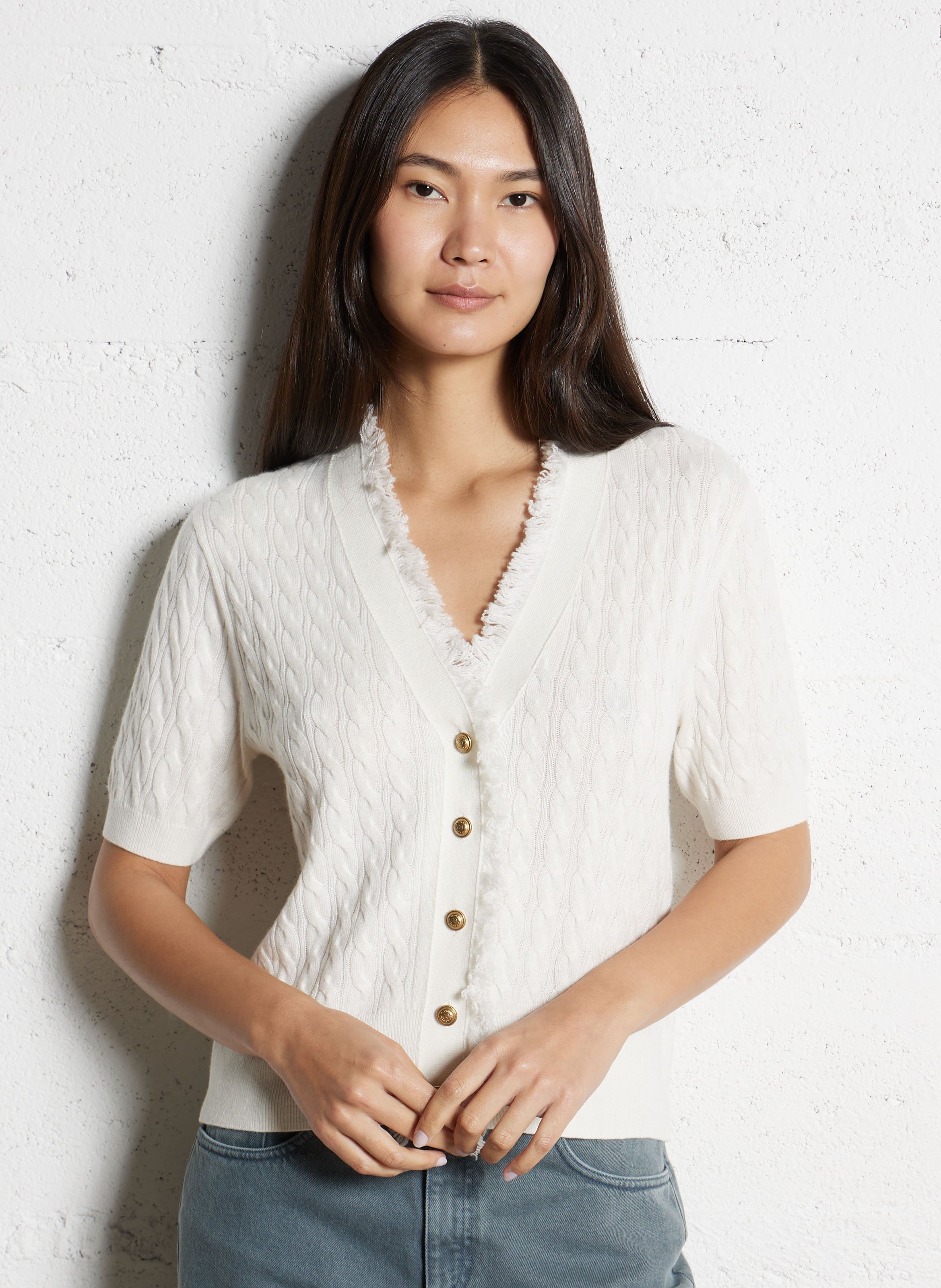 Vest met sjaalkraag IKKS Wit