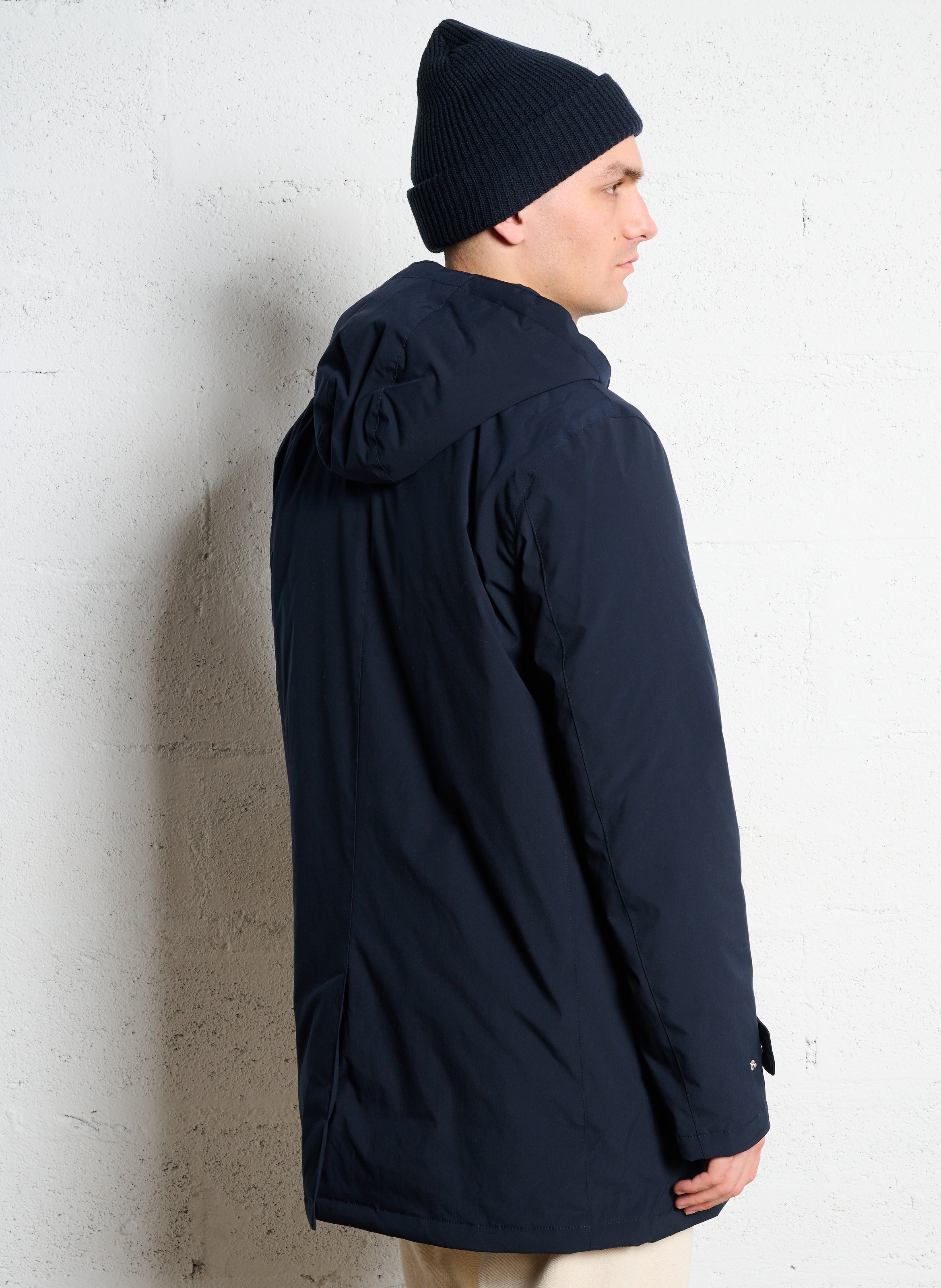 Parka droite unie à capuche amovible EDEN PARK Bleu