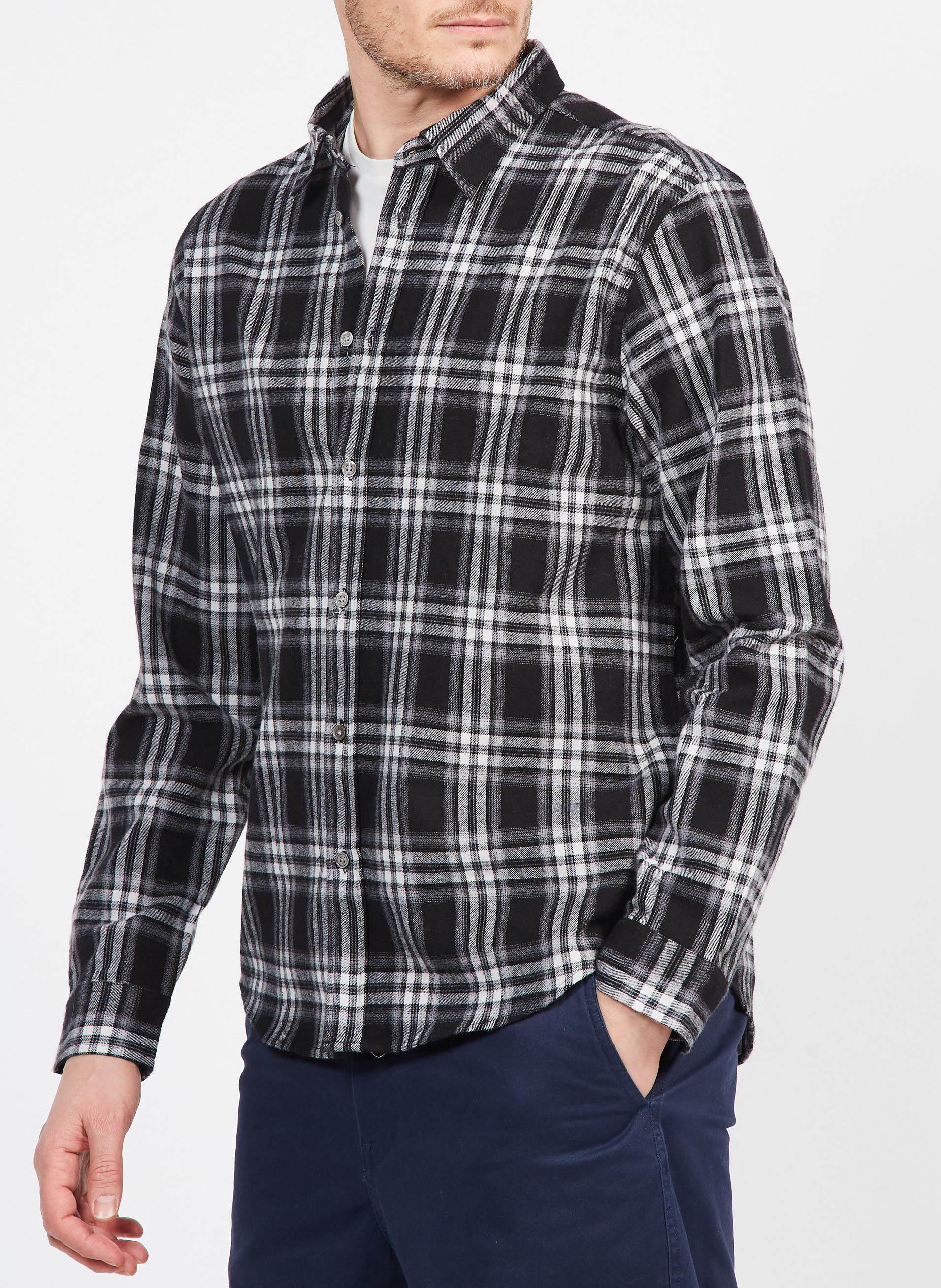 Regular-fit checked cotton shirt with classic collar MINIMUM Black