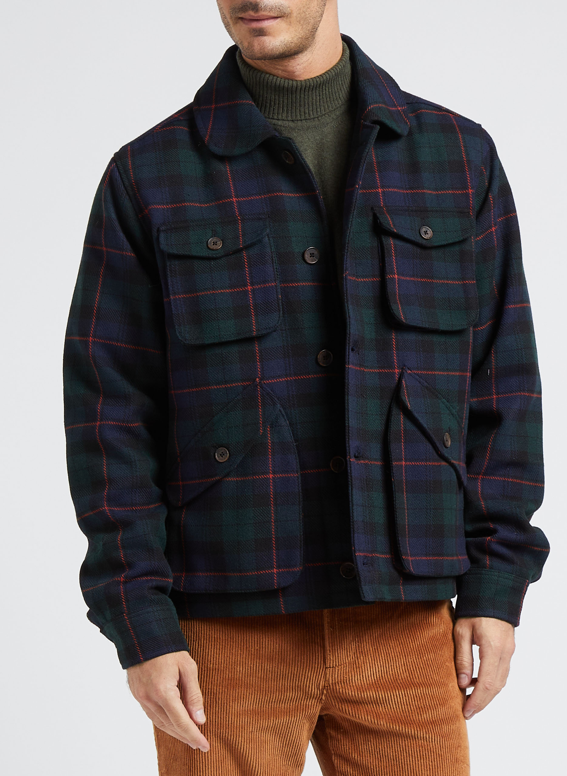 Checked print jacket with classic collar LES DEUX Multicolored