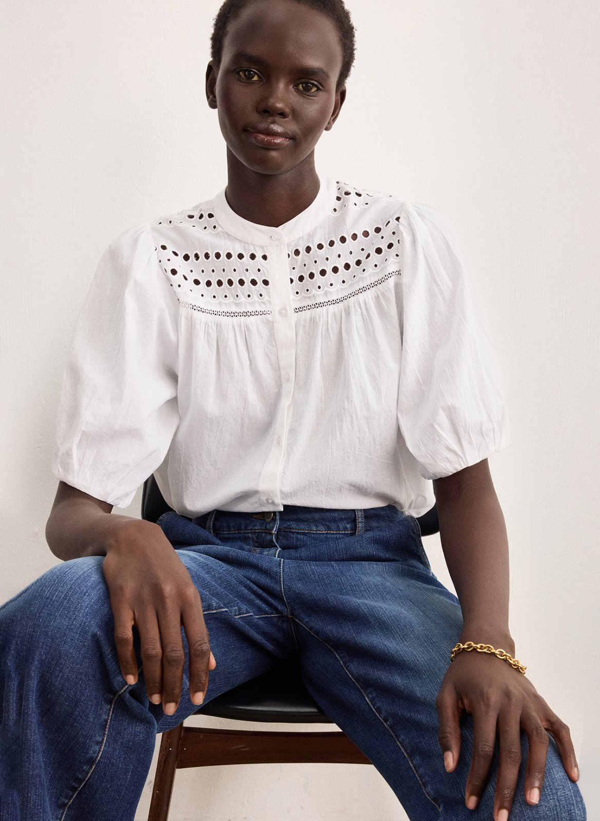 Chemise ample en coton mélangé PABLO Blanc