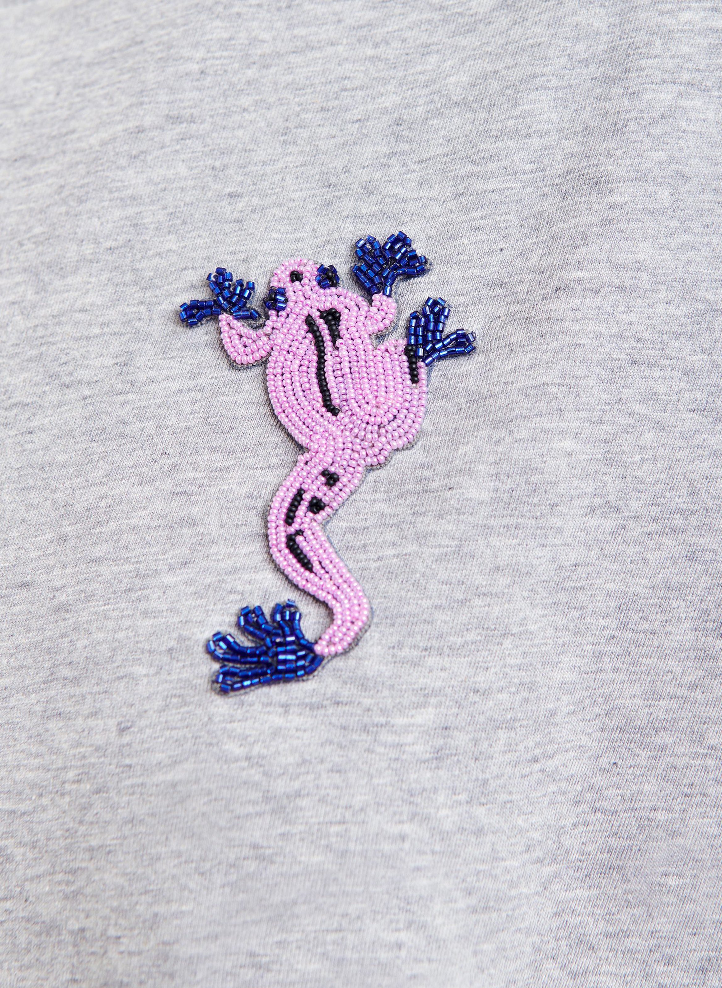 T-Shirt mit Perlen-Frosch ESSENTIEL ANTWERP Grau