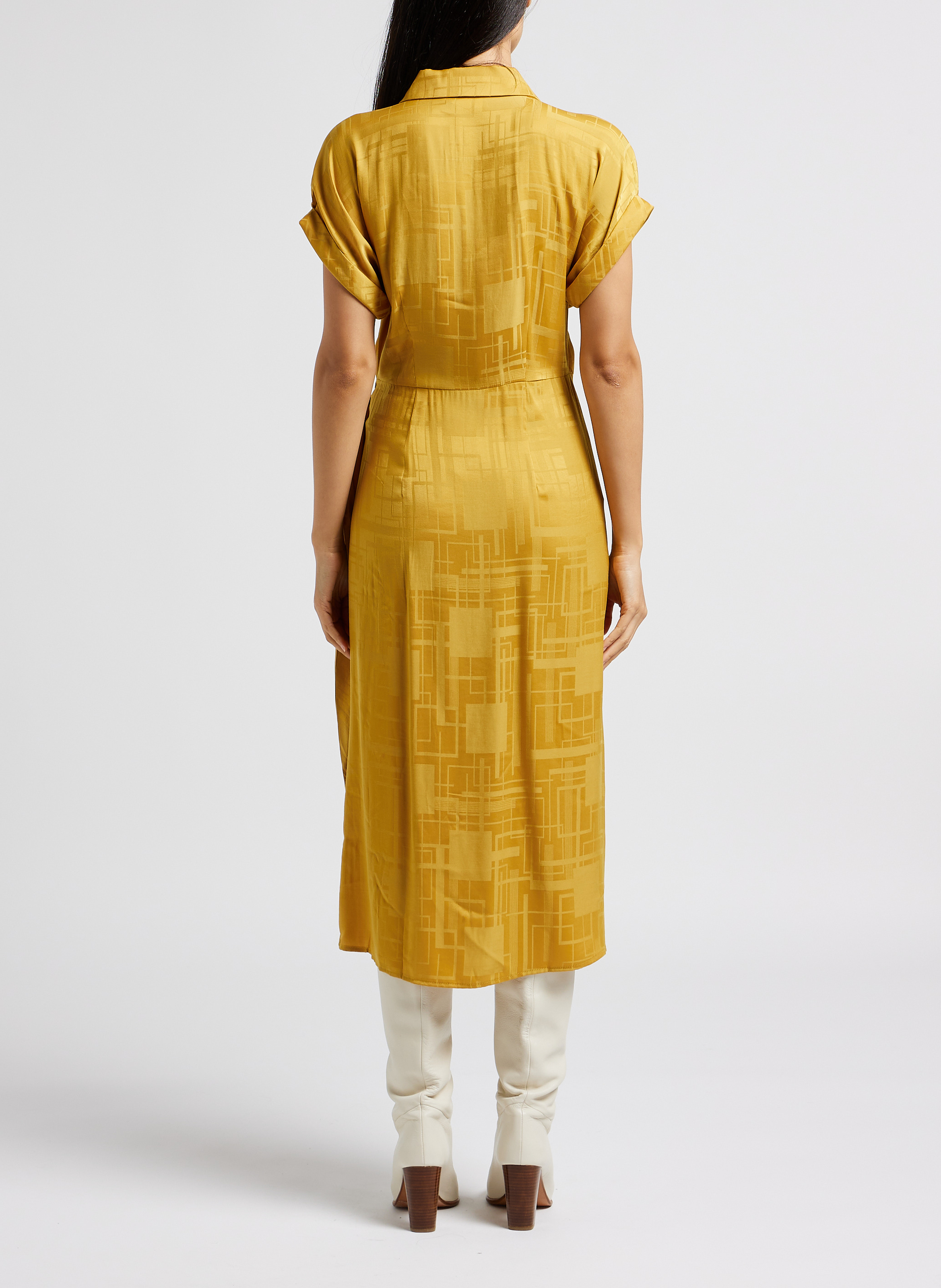 Robe longue cintrée portefeuille à imprimé VILA Jaune