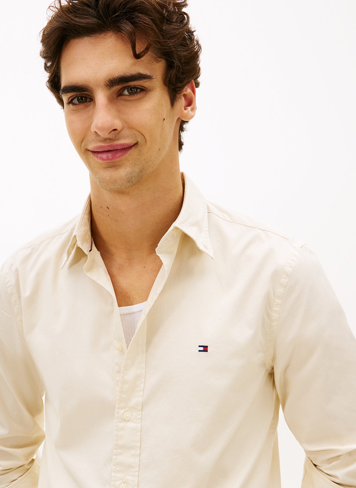 Katoenen blouse met klassieke kraag TOMMY HILFIGER Beige