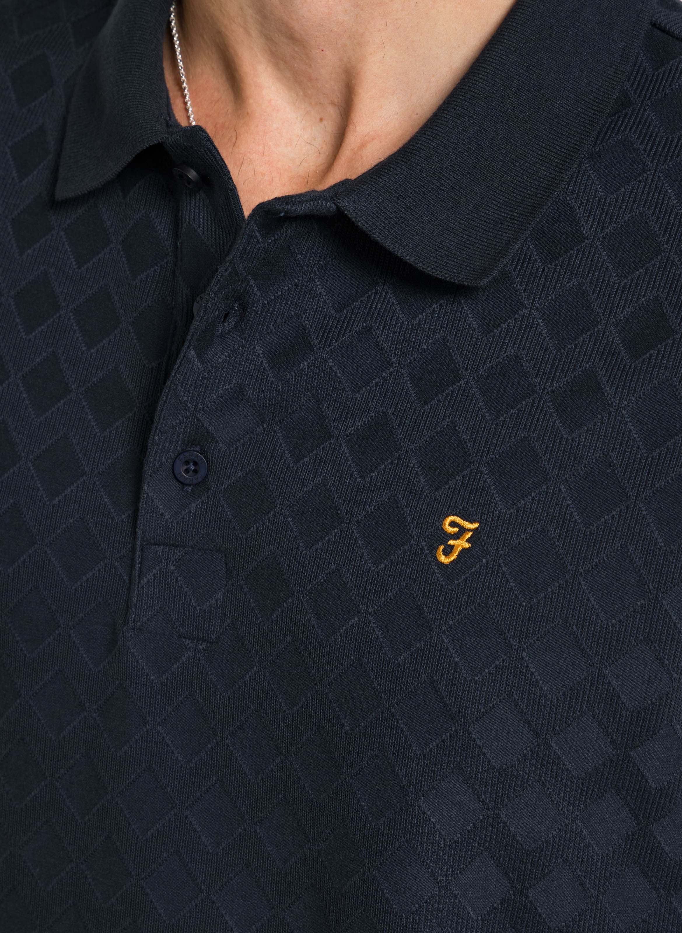 Polo regular-fit motif zigzag en coton bio stretch FARAH Bleu