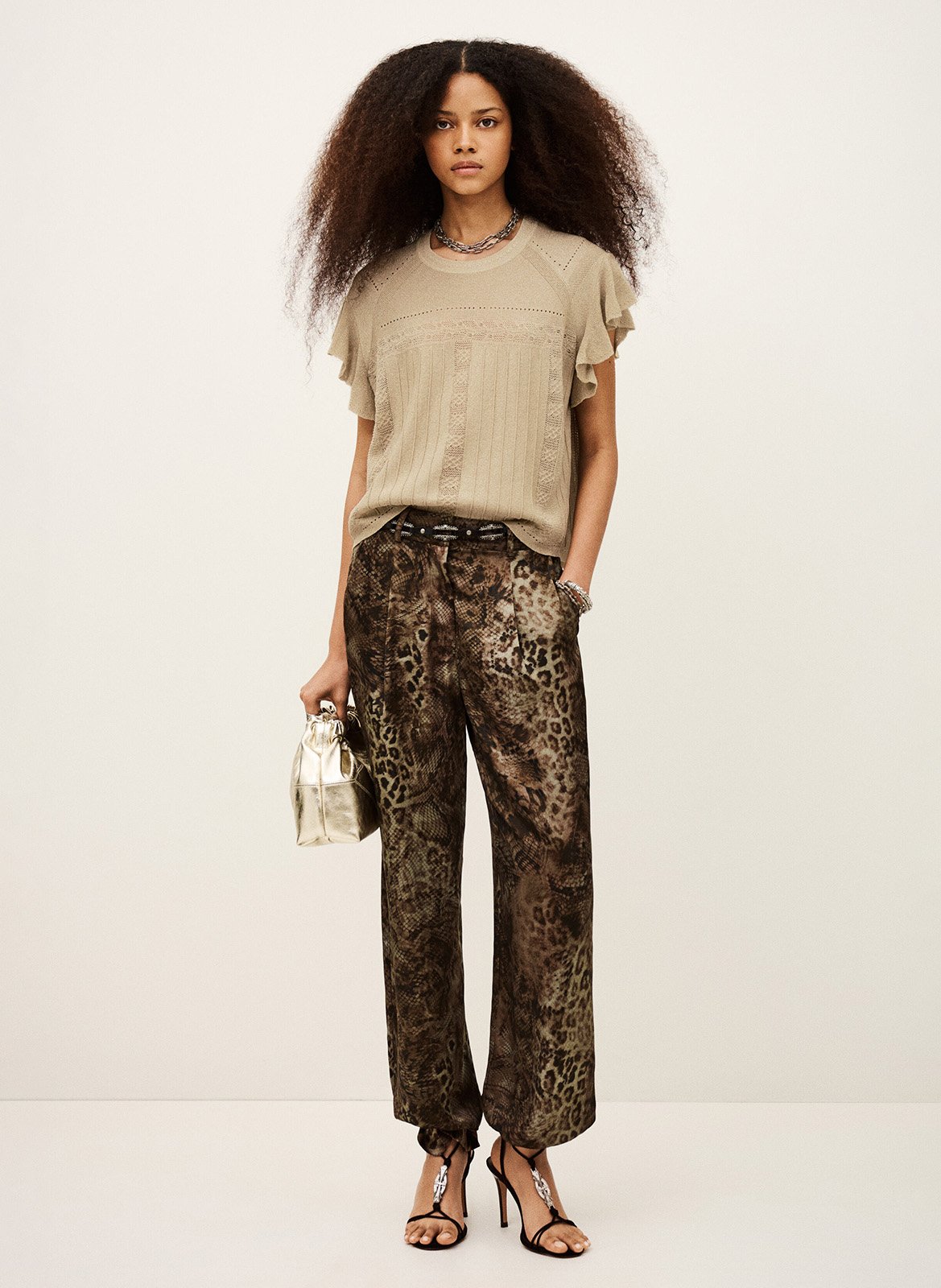 Gebreide trui met mouliné-effect BA&SH Goudkleurig