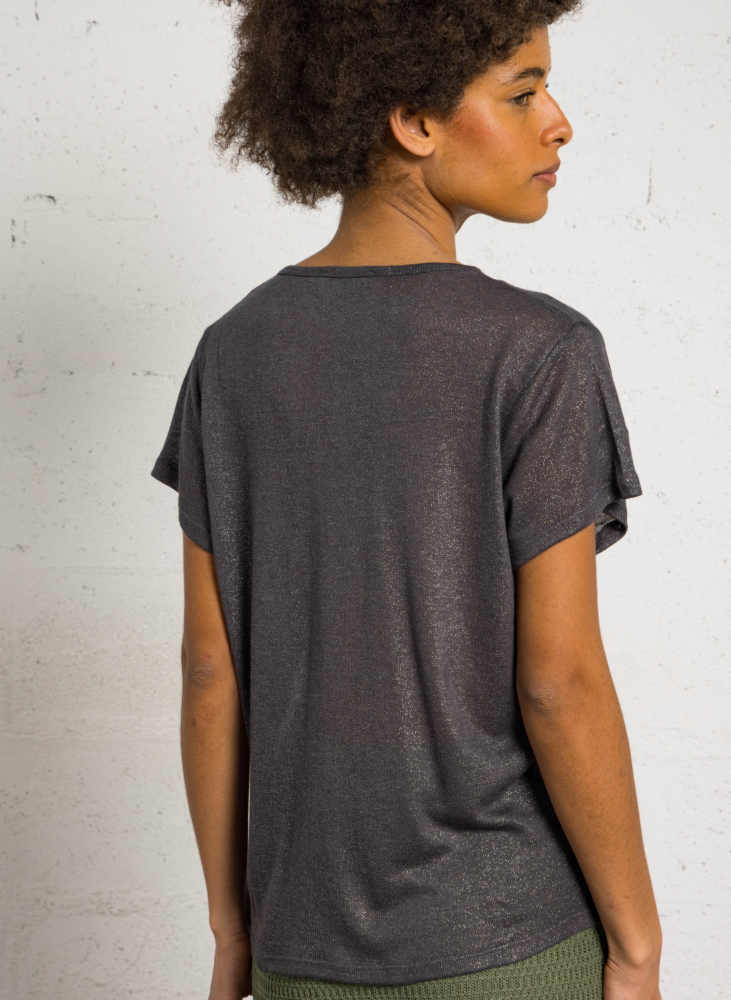 Gerader T-Shirt mit Tunika-Ausschnitt LE TEMPS DES CERISES Grau