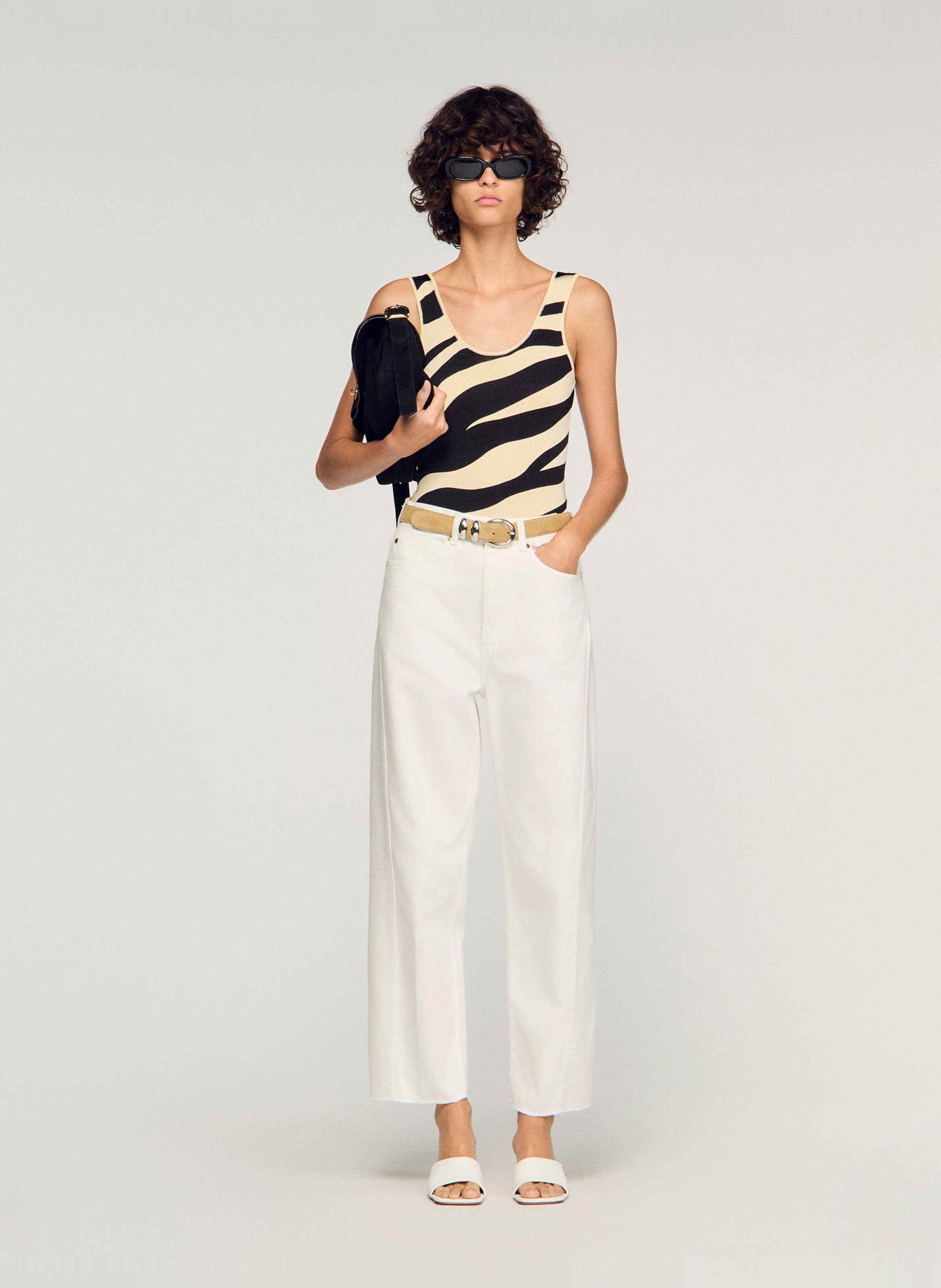 Getailleerd gestreept lichaam SANDRO Wit