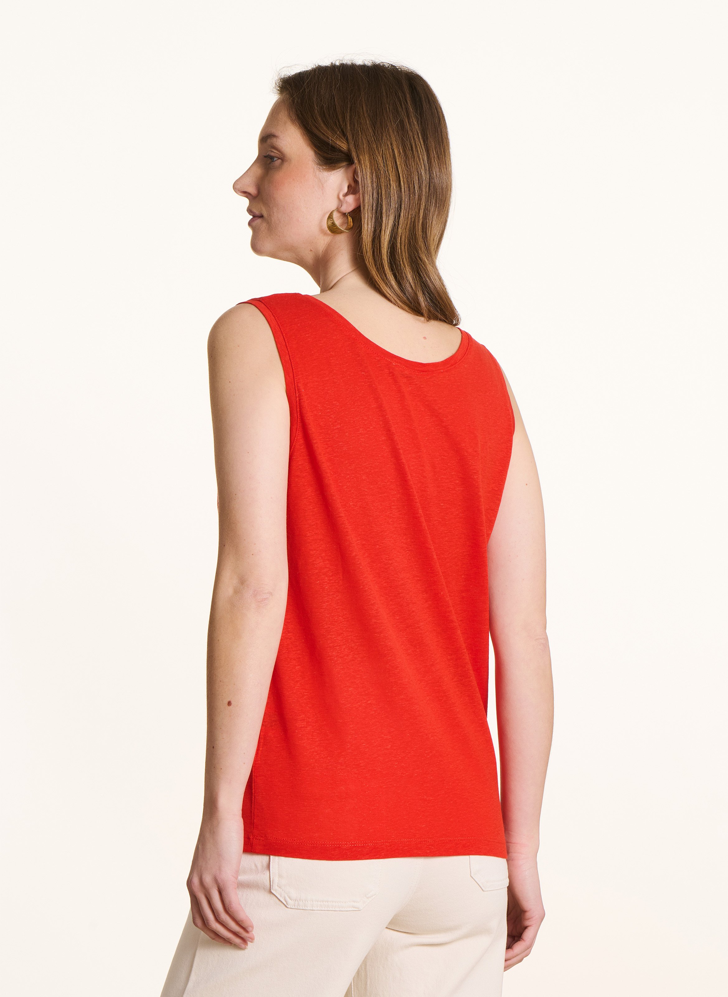 Débardeur droit col rond uni LA FEE MARABOUTEE Rose