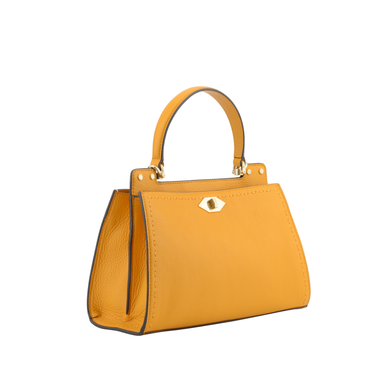 Handbag in calfskin POURCHET Orange