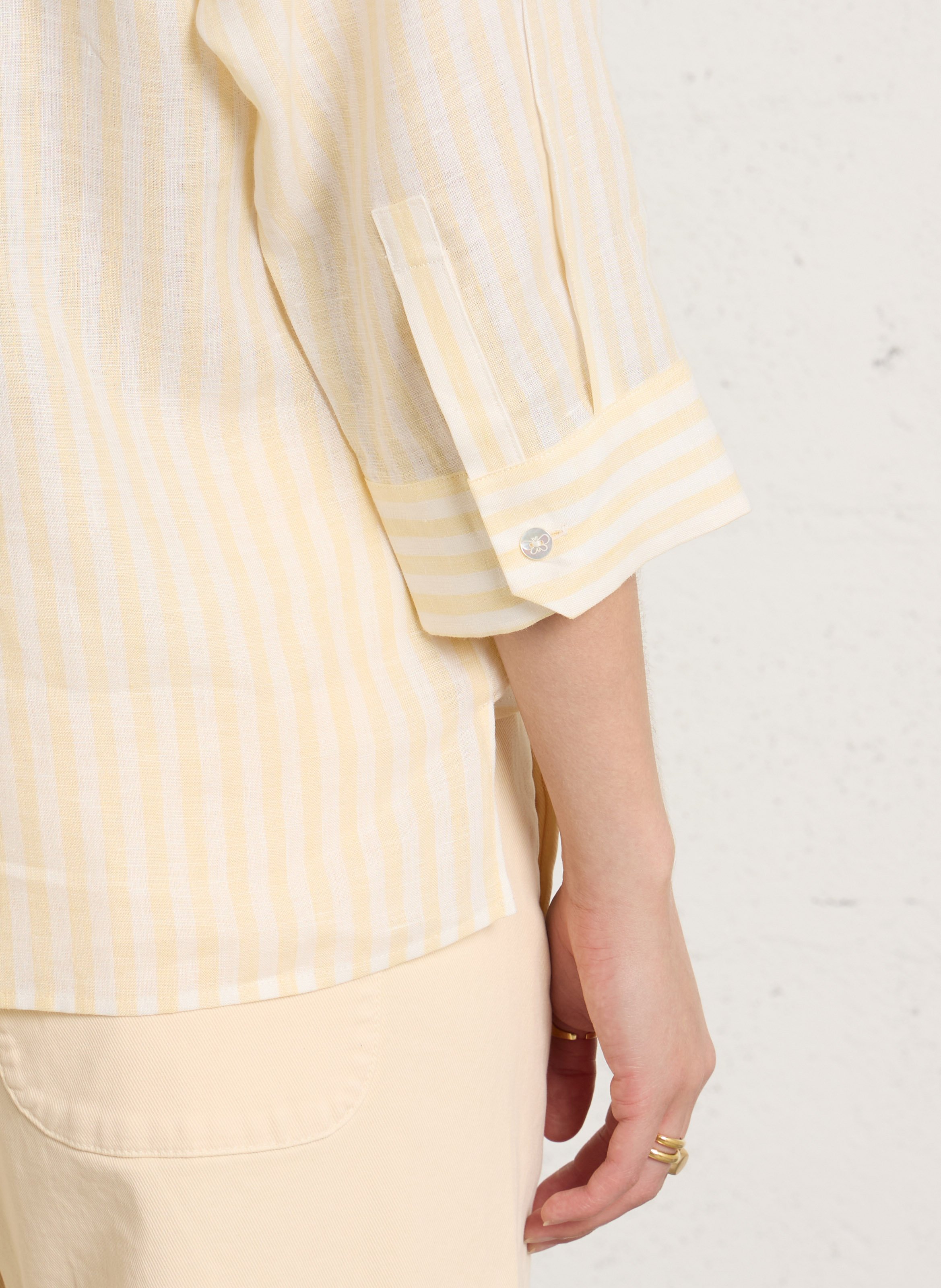 Chemise ample rayée en lin MAX MARA WEEK END Jaune