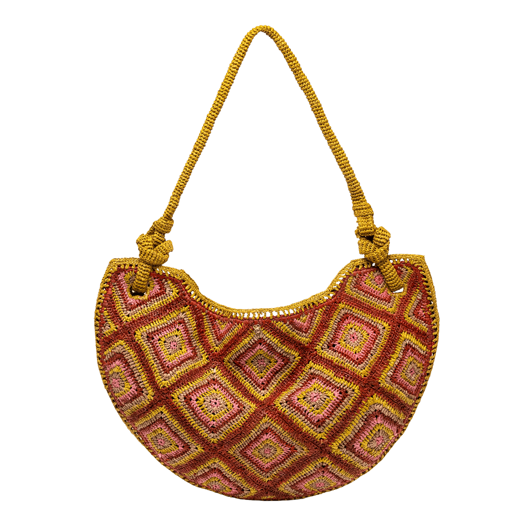 Sac demi-lune à motif en raphia CLARIS VIROT Rose