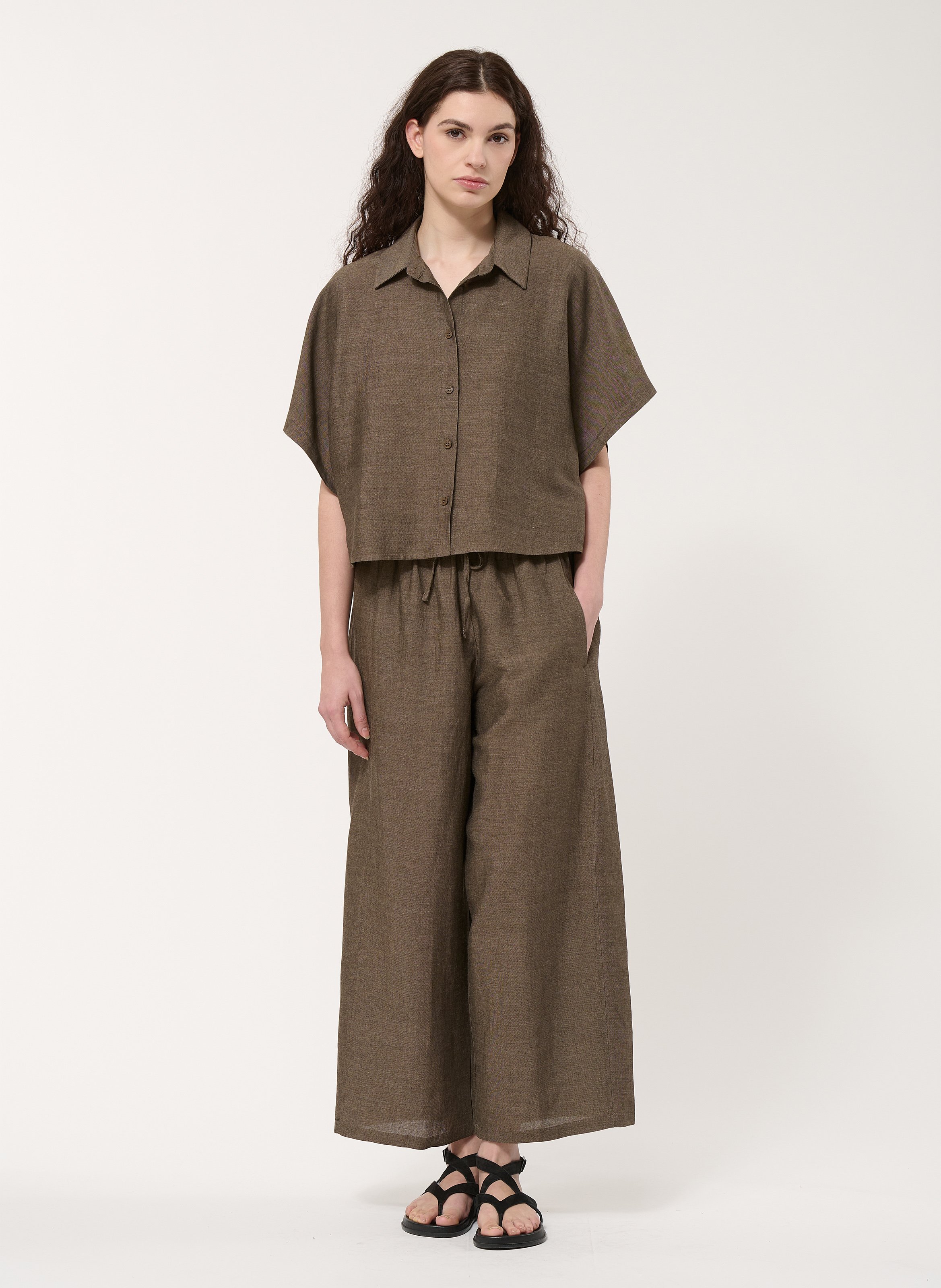 Chemise ample col classique  HUMILITY Marron